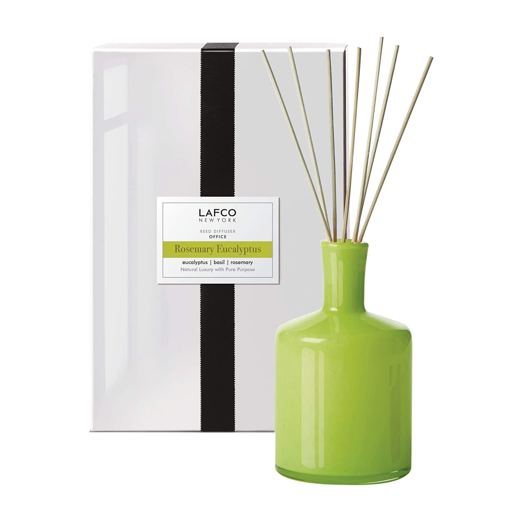 LAFCO New York Signature Reed Diffuser - Rosemary Eucalyptus Scent - 15 oz Long-Lasting Fragrance (Up to 9 Months) - Handcrafted Glass Vessel with Natural Wood Reeds - Made in USA - Perfect for Home, Office, Spa & Gift Giving