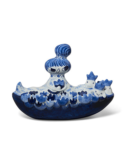 AYAKO ROKKAKU X ROYAL DELFT Ceramic Art Sculpture - Handcrafted Blue Porcelain Figurine for Home Decor & Art Collection - Perfect for Living Room Display, Office Decor, and Unique Gift Giving