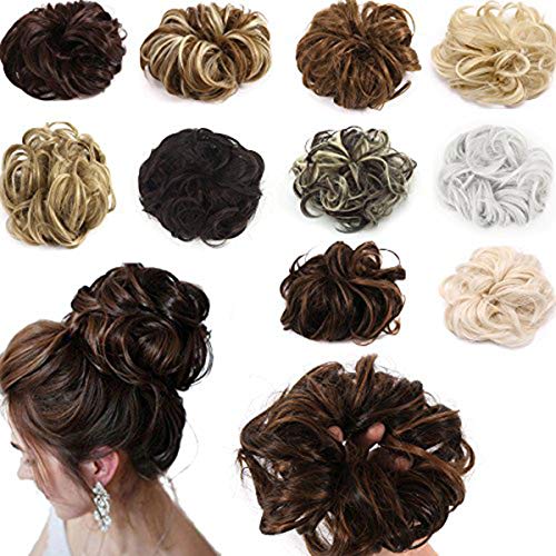 OMG Hair Bun Ponytail Extensions - Donut Hair Chignon for Updo Hairstyles | Synthetic Hairpiece with Ribbon for Messy Curly Look | Perfect for Parties, Weddings & Everyday Wear