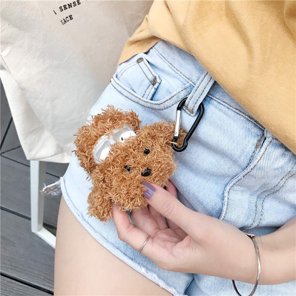 Cute Teddy Dog AirPods Case with Keychain for AirPods 1st & 2nd Gen - Protective Cover for Apple Wireless Earbuds | Perfect Gift for Pet Lovers & Music Enthusiasts
