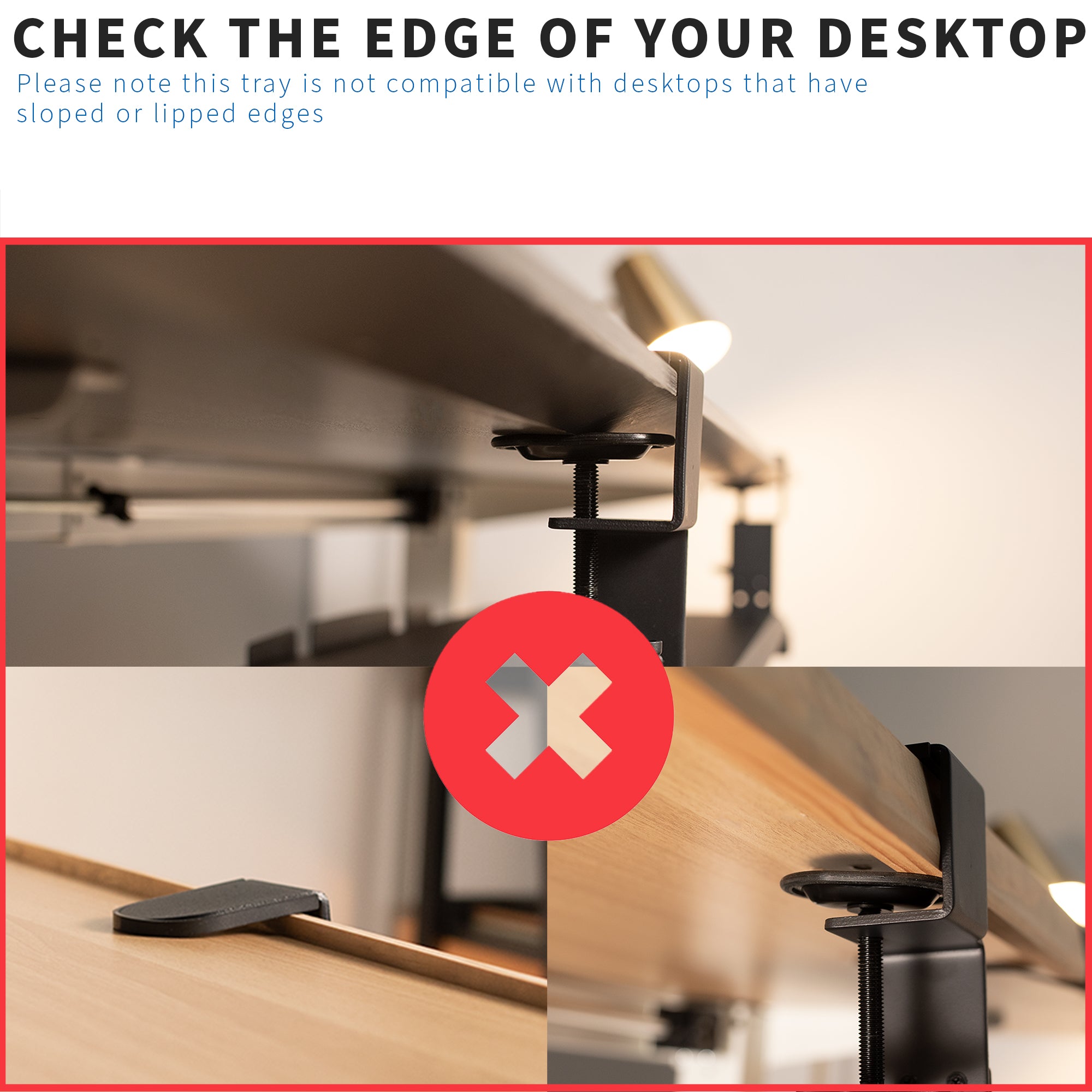 Ergonomic Clamp-On Height Adjustable Keyboard Tray with RGB Lighting - Perfect for Gaming, Office & Home Computer Workstations