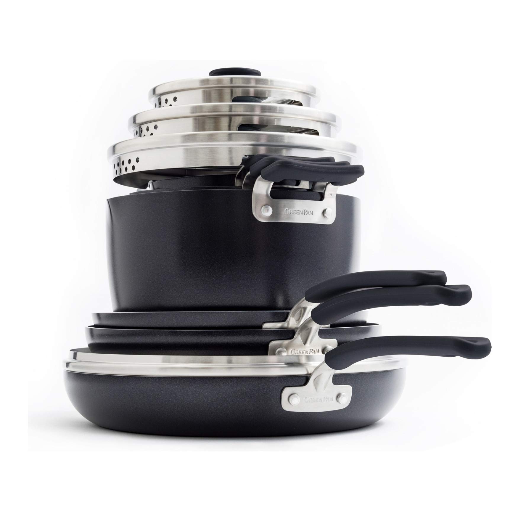 GreenPan Levels Essentials 13-Piece Nonstick Cookware Set - Ceramic Coated Pots and Pans for Healthy Cooking - Perfect for Frying, Boiling, Baking & Everyday Meal Prep in Modern Kitchens