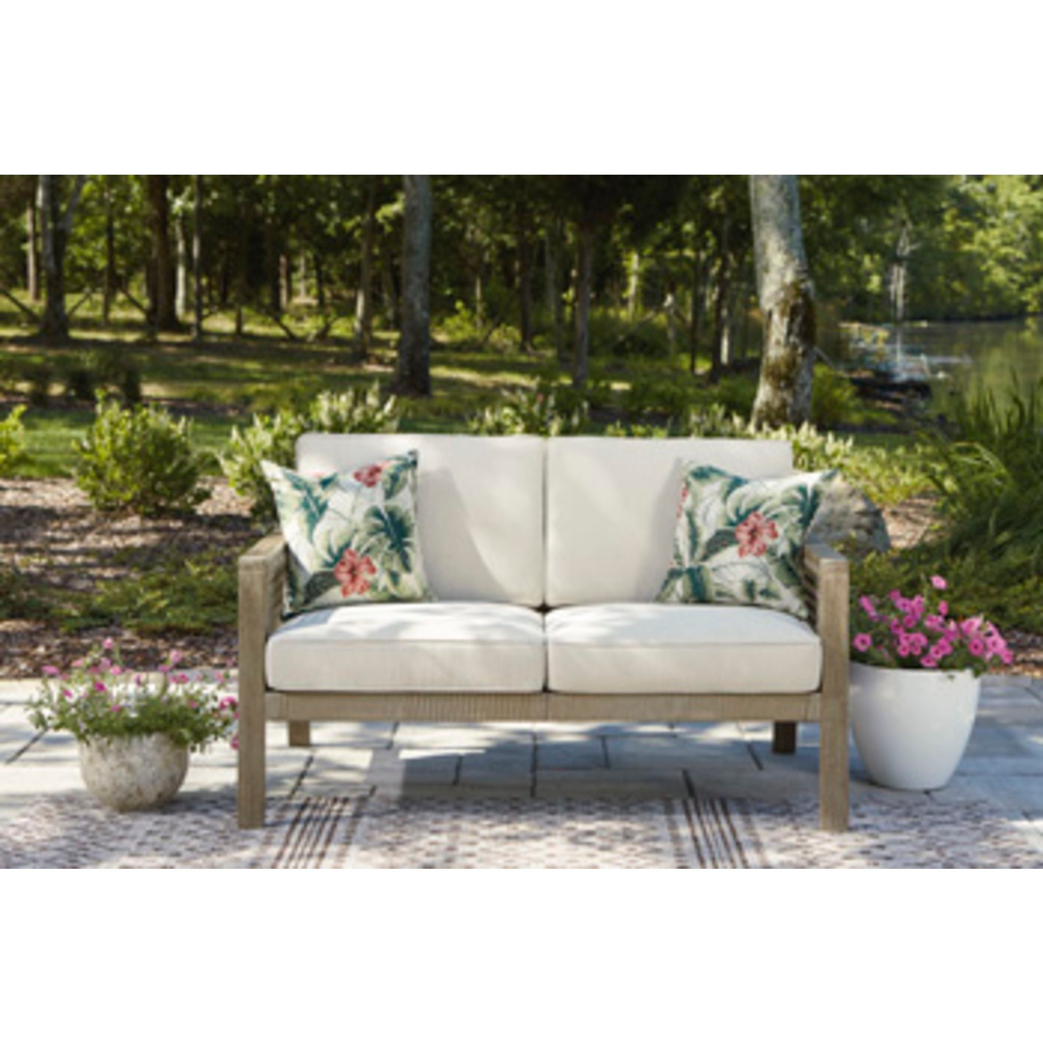 Brown Outdoor Loveseat with Cushion - Waterproof & Durable Patio Furniture for Garden, Backyard, Poolside & Deck - Comfortable Barn Cove Style Seating