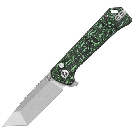 QSP Grebe T Button Lock Pocket Knife - S35VN Steel Blade & Carbon Fiber Handle - EDC, Camping, Outdoor Survival Tool