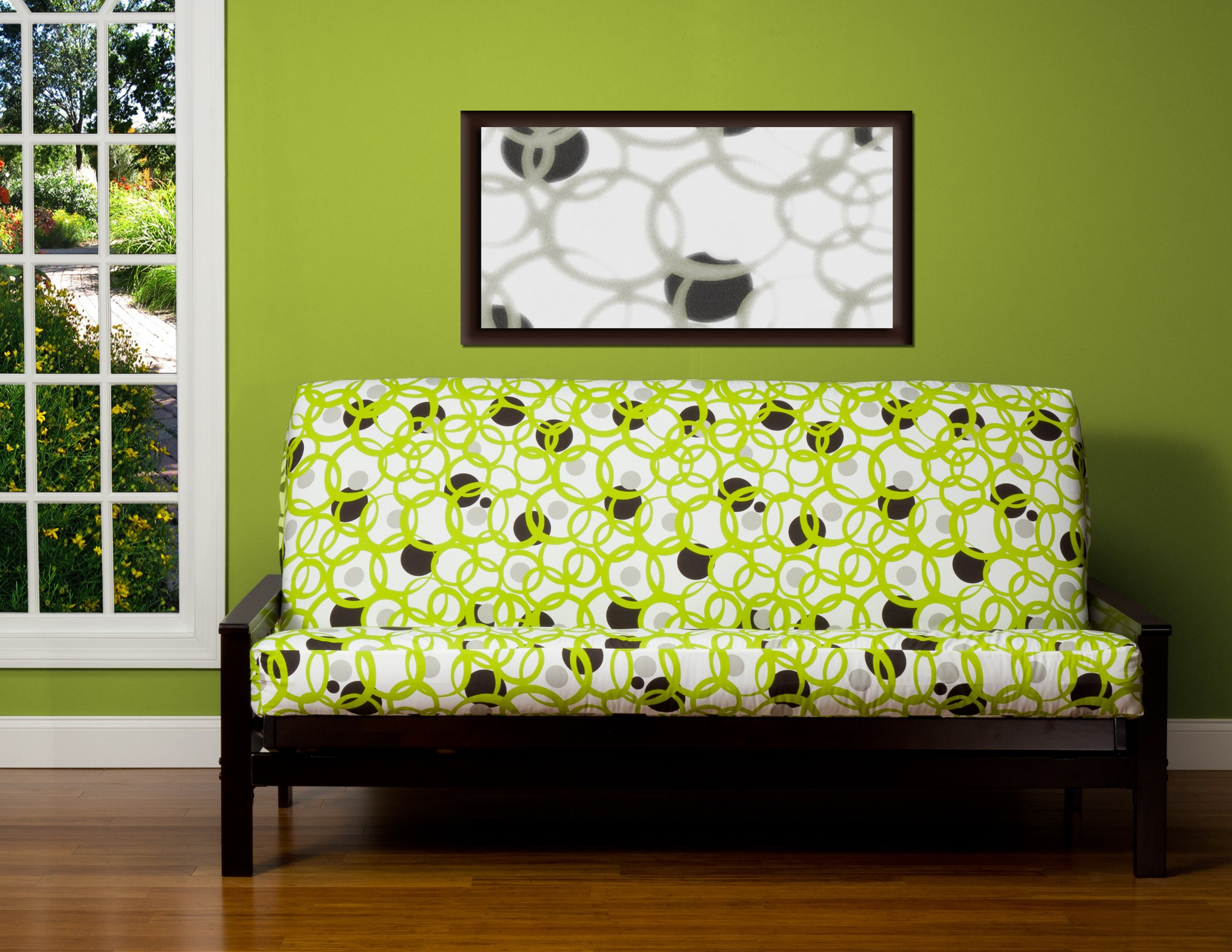 Removable Full Circle Green Futon Cover Fabric for Twin Size - Soft & Durable Sofa Bed Slipcover - Perfect for Living Room, Dorm, or Guest Room