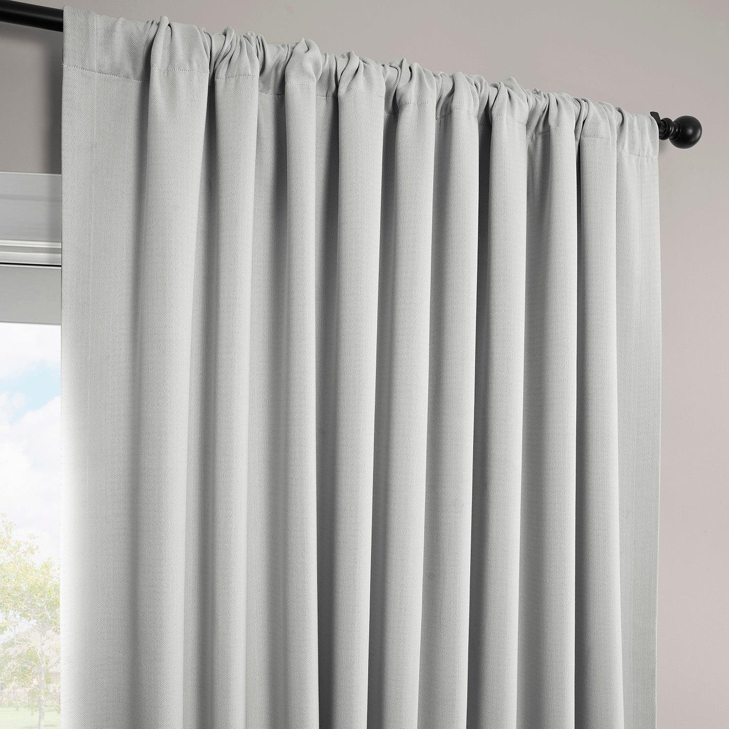 Oyster Extra Wide Textured Faux Linen Room Darkening Curtains - Blackout Window Drapes for Bedroom, Living Room & Home Theater
