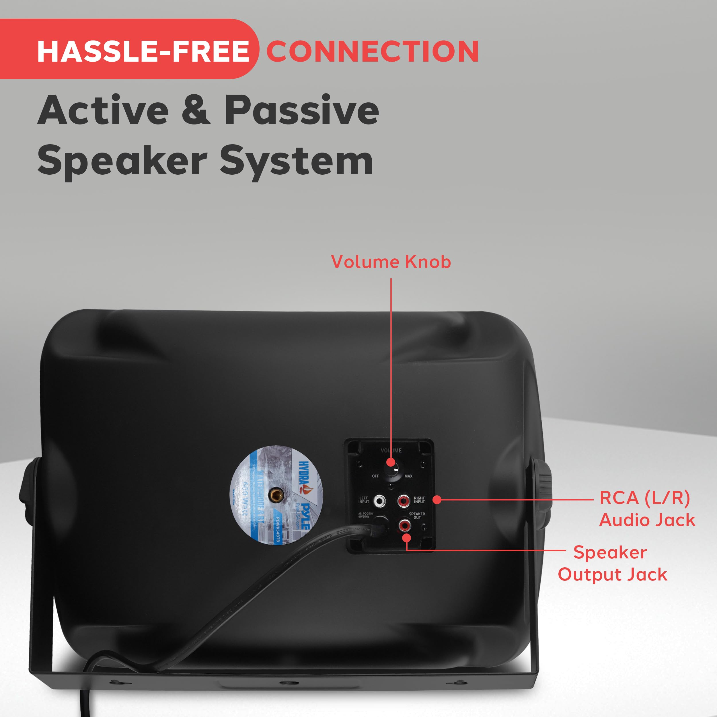 Pyle 5.25 Inch 2-Way Outdoor Waterproof Wireless Bluetooth Speakers - Heavy Duty Grill Cabinet Enclosure - Mountable Dual Speaker System (2 Pack, Black) - Perfect for Patio, Pool Party, Backyard & Outdoor Entertainment