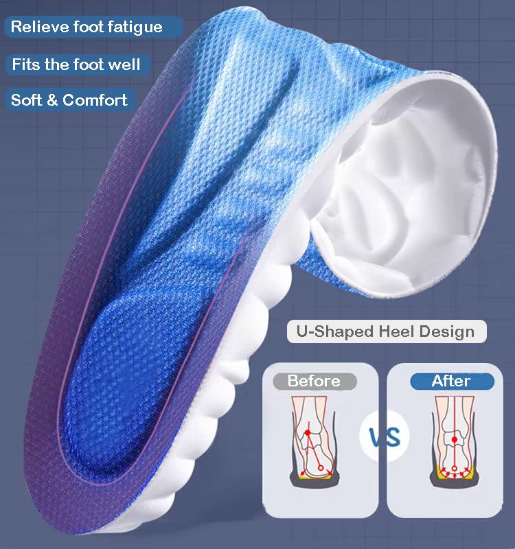 SOLO ACTFIT Comfort Insoles for Men & Women - Memory Foam Orthopedic Shoe Inserts for Plantar Fasciitis, Flat Feet & Foot Pain Relief - Soft Cushioning Sports Insoles for Running, Walking & Work Shoes