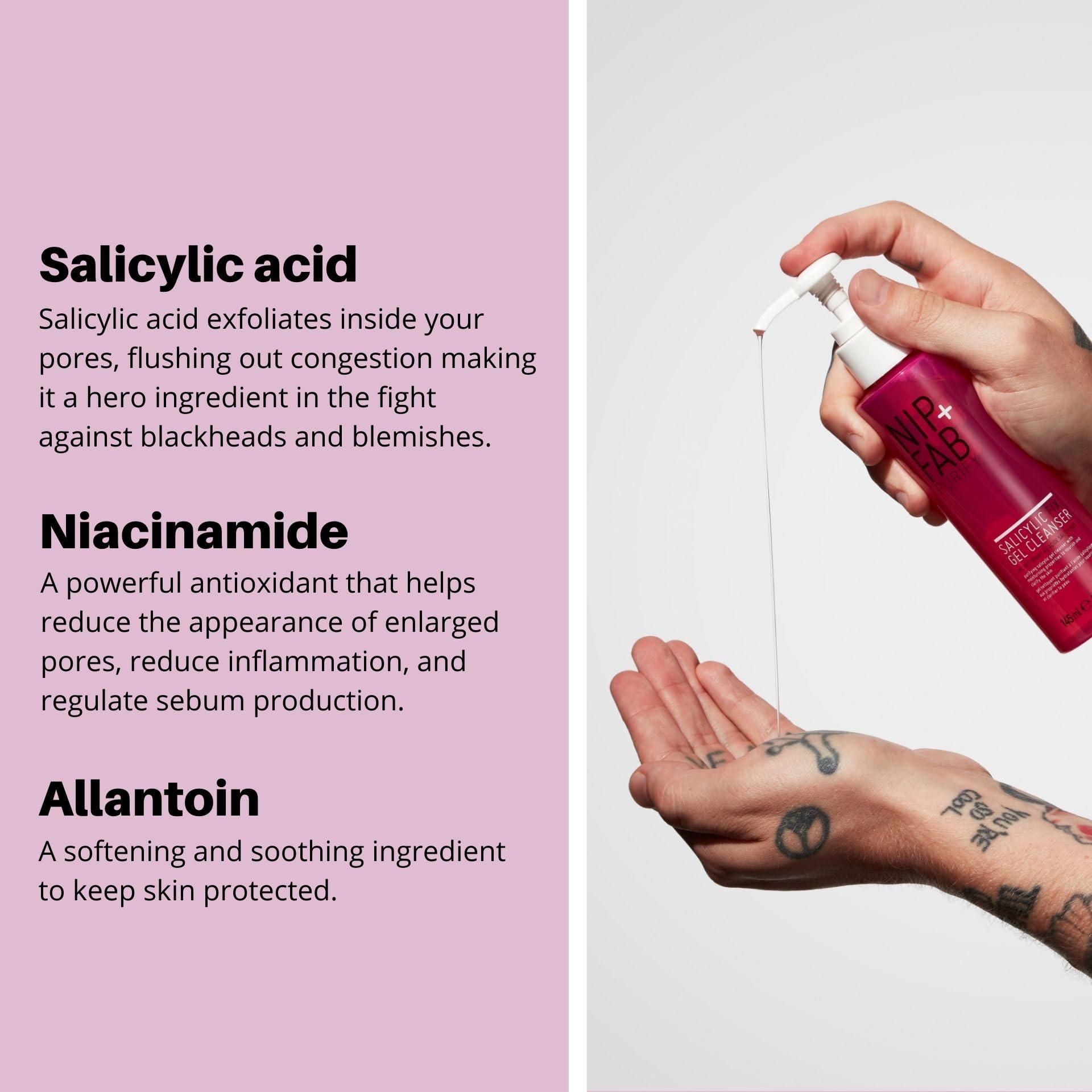 Nip + Fab Salicylic Fix Gel Face Cleanser with Niacinamide & BHA - Hydrating Facial Wash for Acne-Prone Skin (145ml) | Gentle Exfoliating Cleanser for Daily Skincare Routine