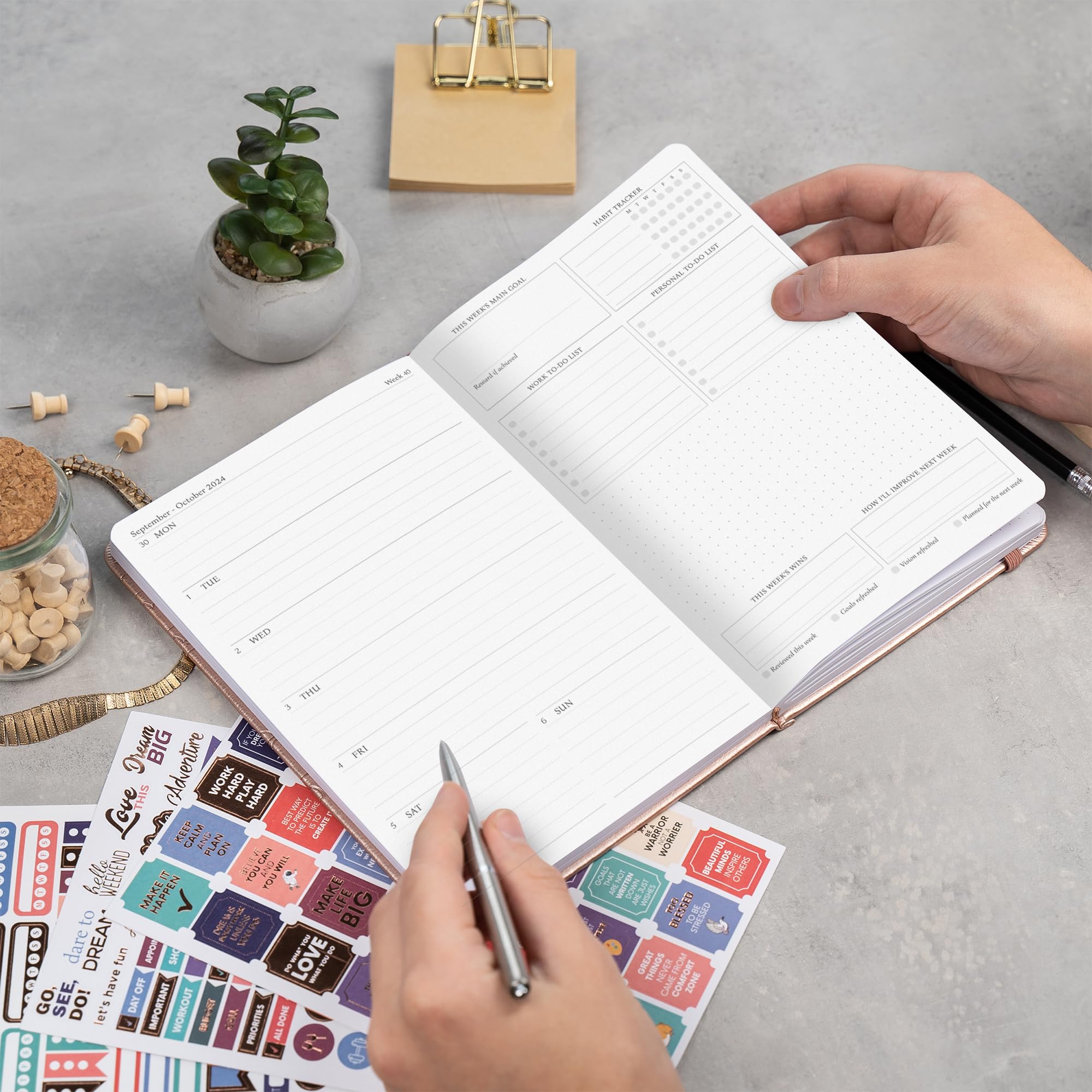 Legend Planner 2025-2026: Dated Weekly & Monthly Goal Planner - A5 Hardcover Productivity Journal & Organizer Notebook (Rose Gold) for Work, School & Personal Success