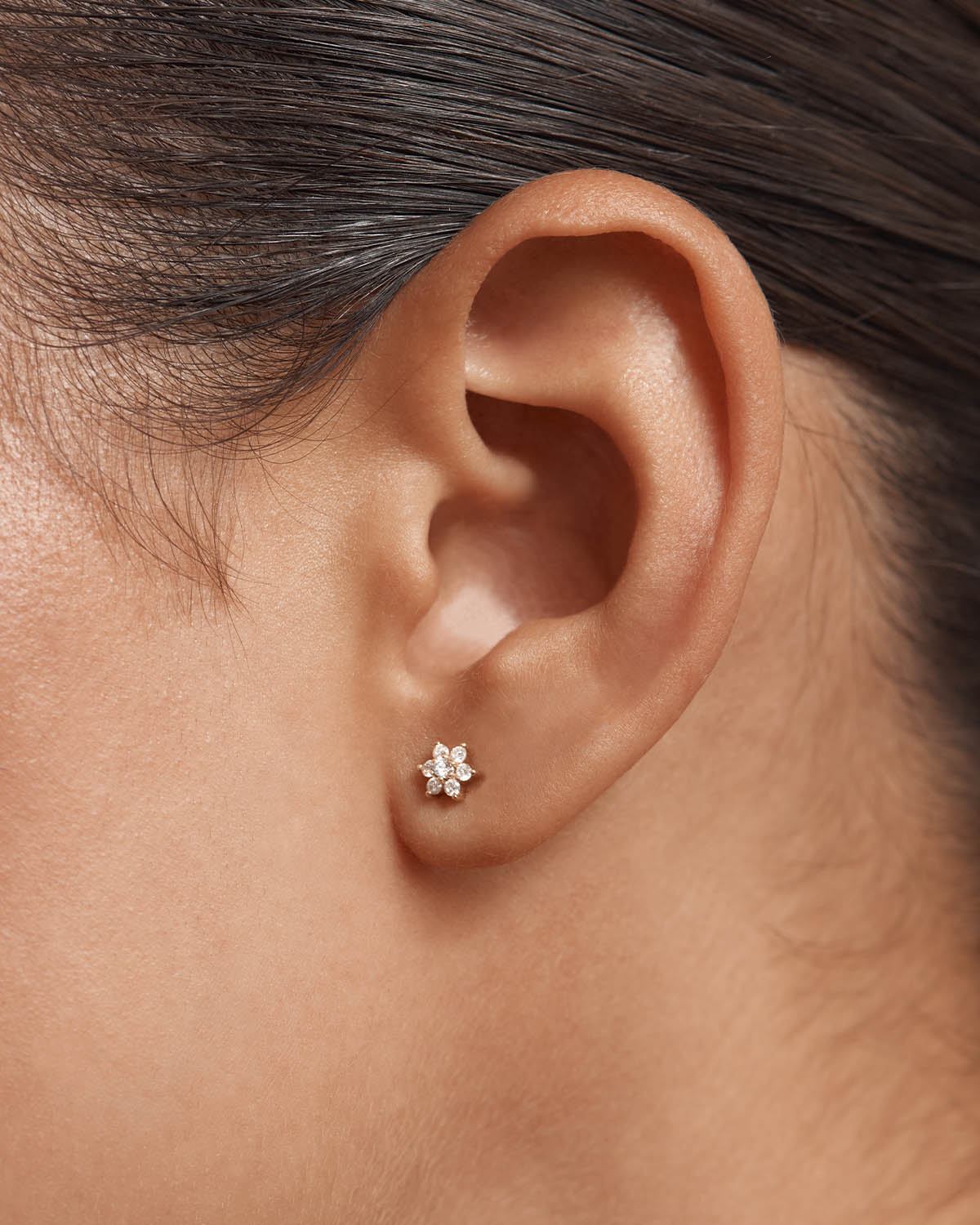 14K Solid Gold Lotus Flower Diamond Stud Earrings for Women - Elegant Floral Jewelry Gift for Birthday, Anniversary & Special Occasions
