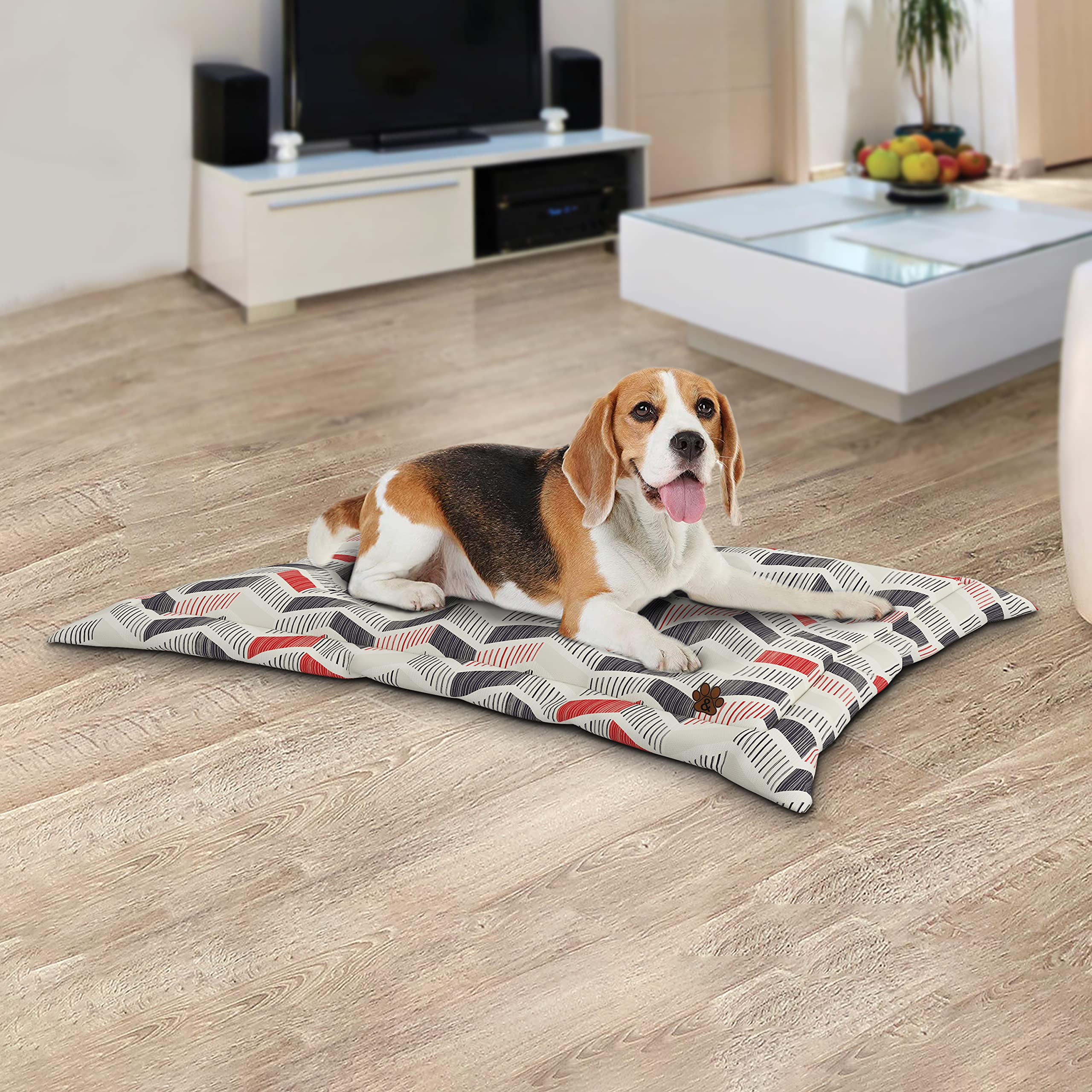 Non-Slip Dog Bed Mat for Large Medium Small Dogs & Cats - Washable Pet Mattress with Anti-Skid Bottom (Pattern 14, Large Size) - Perfect for Crates, Floors & Sofas