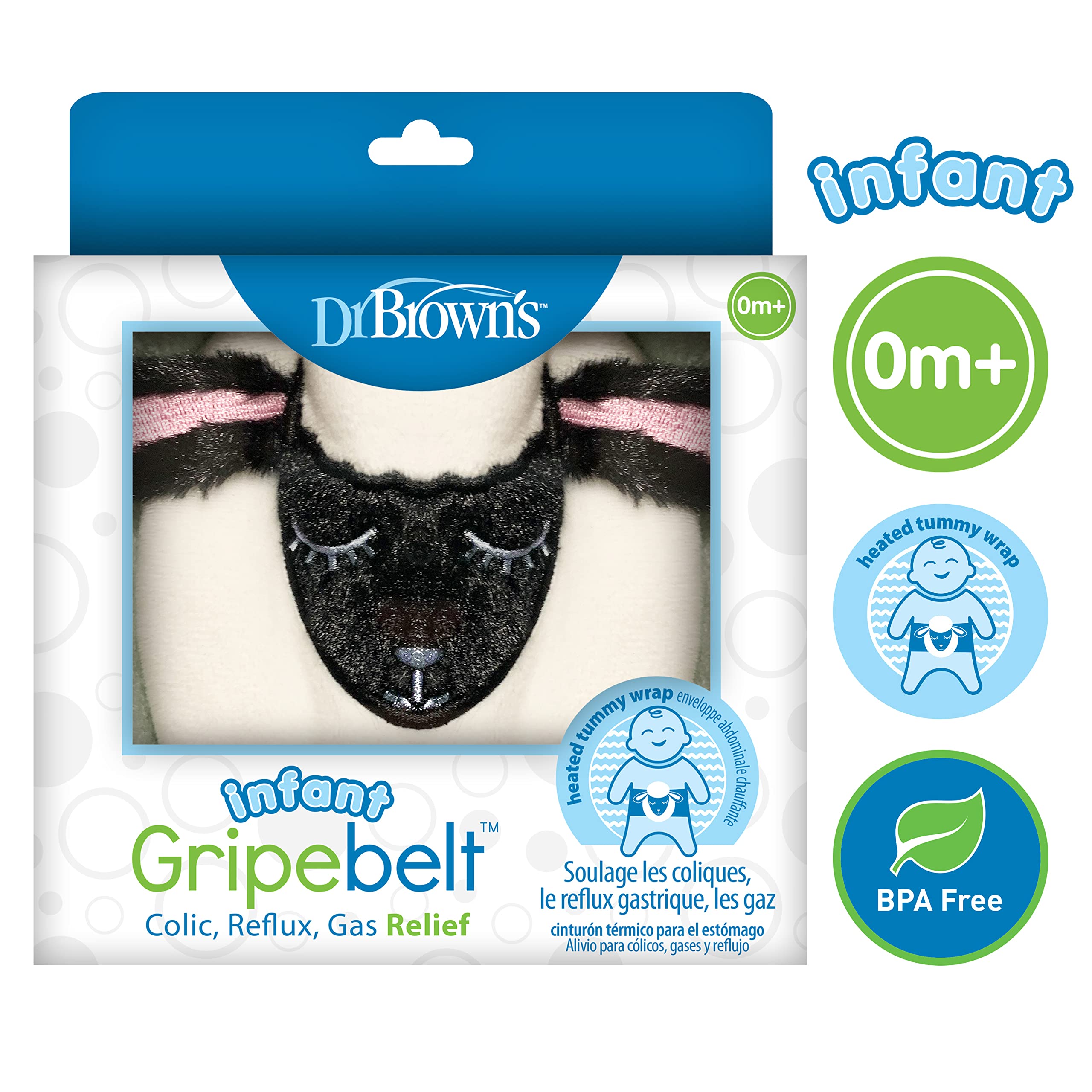 Dr. Brown’s Anti-Colic Options+ Narrow Baby Bottles 4oz 4-Pack with Infant Gripebelt – Natural Gas & Stomach Relief for Newborns & Toddlers 0-3 Months (Lamb Design) – Perfect for Feeding & Soothing Colicky Babies at Home or On-the-Go