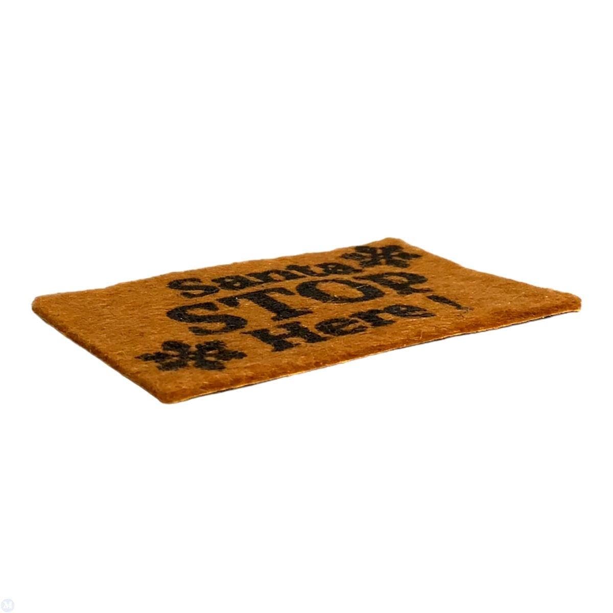 Melody Jane Dollhouse Miniature Santa Stop Here Door Mat - Christmas Winter Front Entrance Accessory for Dollhouses & Miniature Scenes | Perfect for Holiday Displays & Winter Village Decor