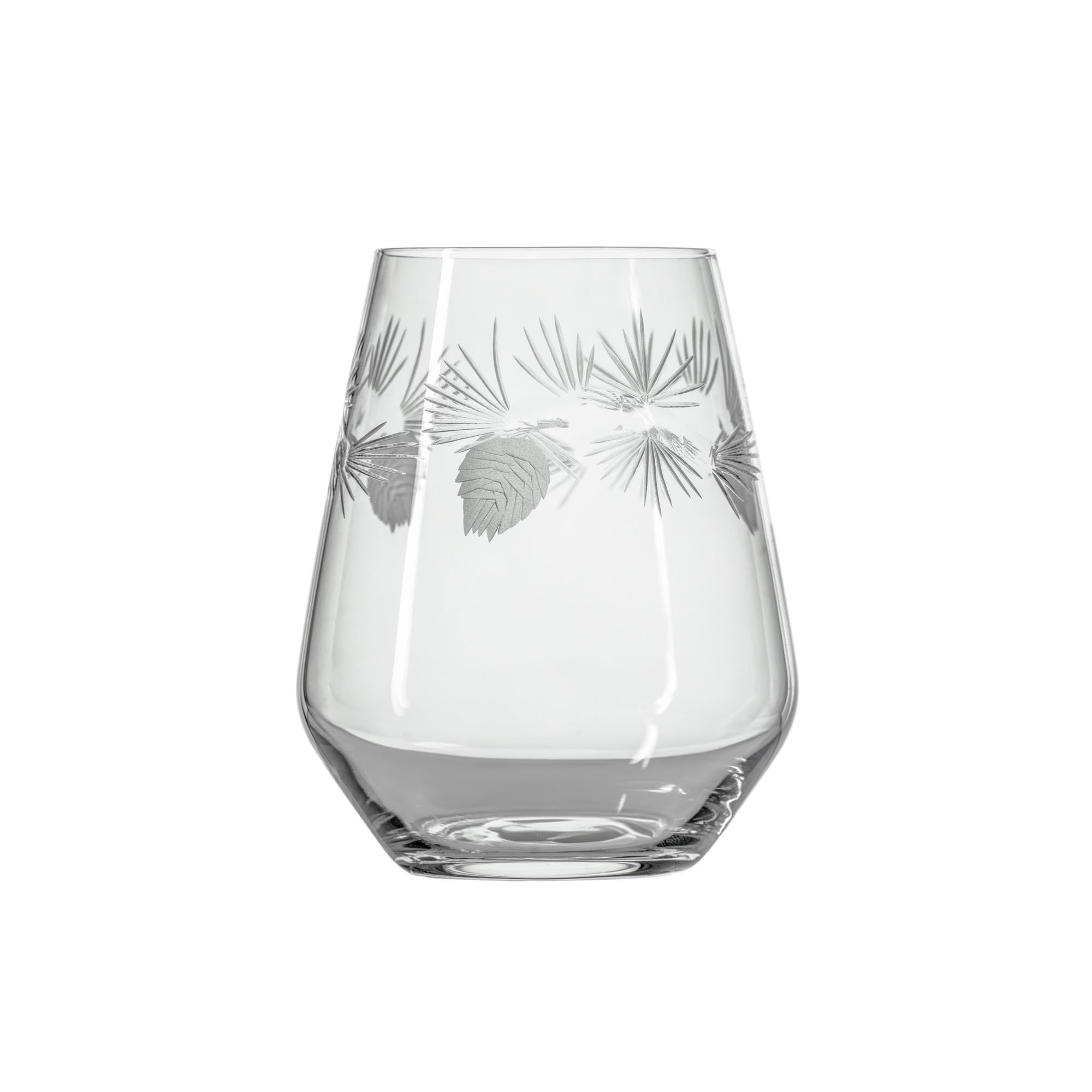 Premium Rolf Glass Icy Pine Stemless Wine Tumbler Set of 4 - 18oz Lead-Free Etched Glassware - Elegant Stemless Wine Glasses Made in USA - Perfect for Dinner Parties, Wine Tasting & Home Entertaining