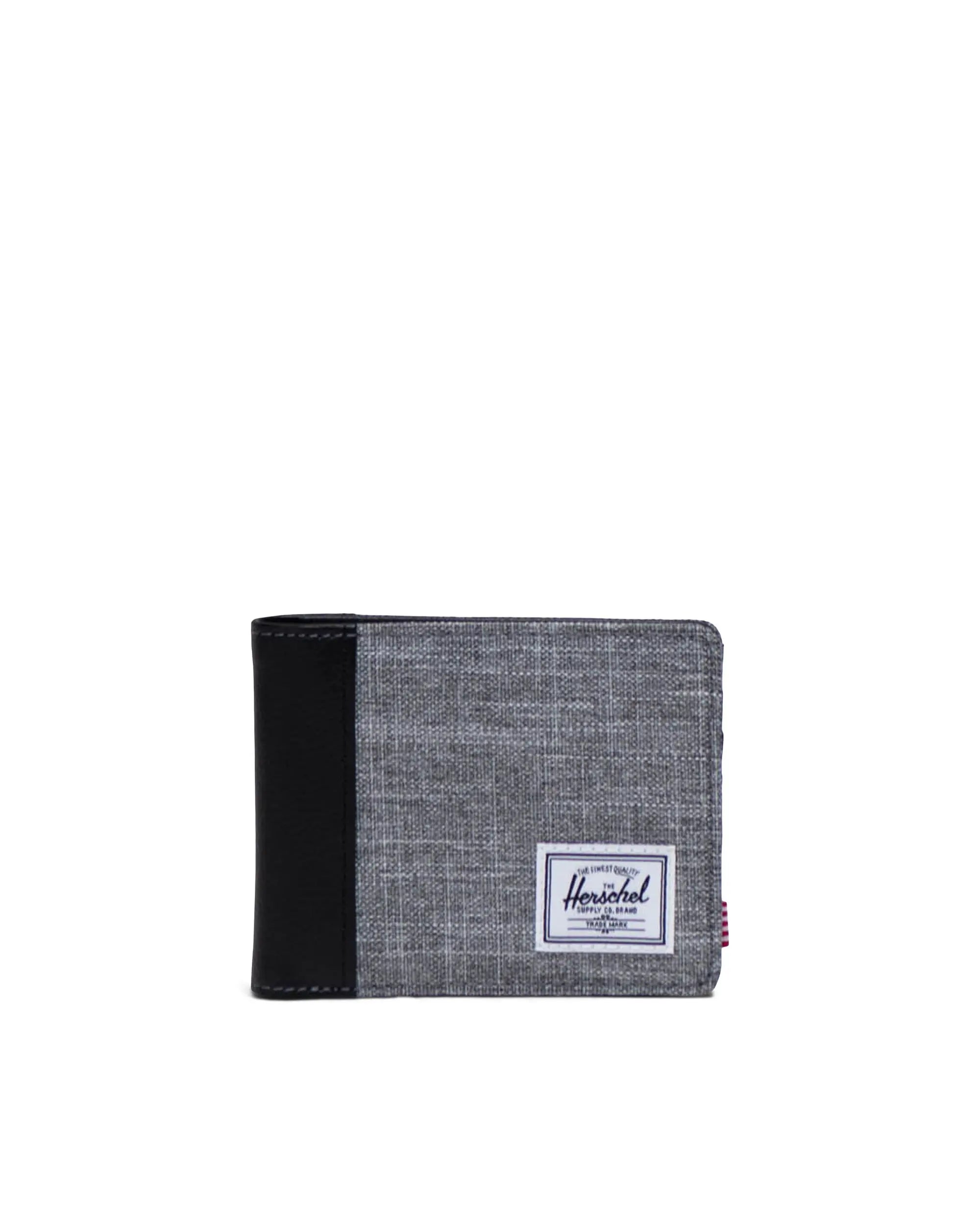 Herschel Hank Wallet for Men & Women - RFID Blocking Slim Bifold Leather Wallet with ID Window - Raven Crosshatch Design - Perfect for Travel, Business & Everyday Use