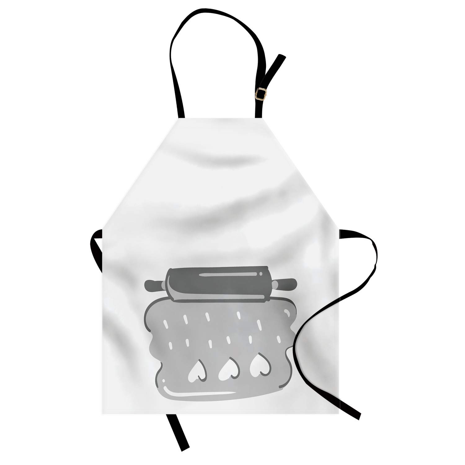 Ambesonne Personalized Chef Apron - Cartoon Baking & Cooking Design with Colorful Rolling Pin Dough Motif - Adjustable Unisex Kitchen Bib for Adults - Pale Grey - Perfect for Home Cooking, Baking Classes & BBQ Parties