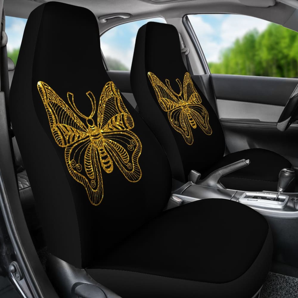 Stylish Butterfly Gold Custom Car Seat Covers 212203 - Premium Fit for Cars, SUVs & Trucks | Perfect for Daily Commute, Road Trips & Car Protection