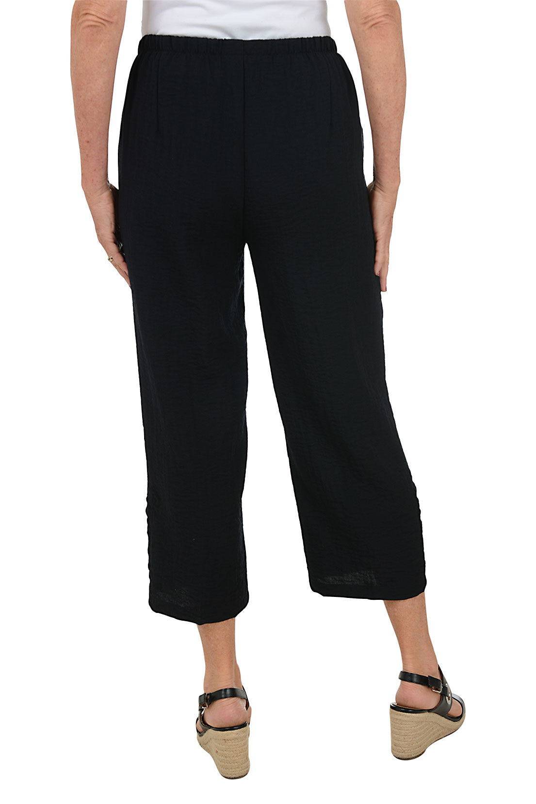 Crinkle Ruched Crop Pants for Women - High Waisted Stretchy Lounge Pants - Comfortable Casual Yoga Pants for Workout, Home, and Travel