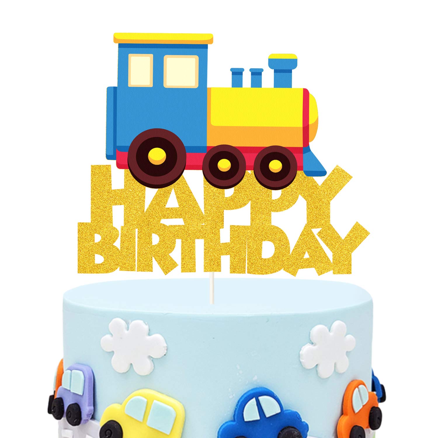 Happy Birthday Train Cake Topper - Transportation Theme Party Supplies for Kids | Perfect for Train-Themed Birthday Decorations & Party Favors | Ideal for Kids' Birthday Parties, Baby Showers & Special Events