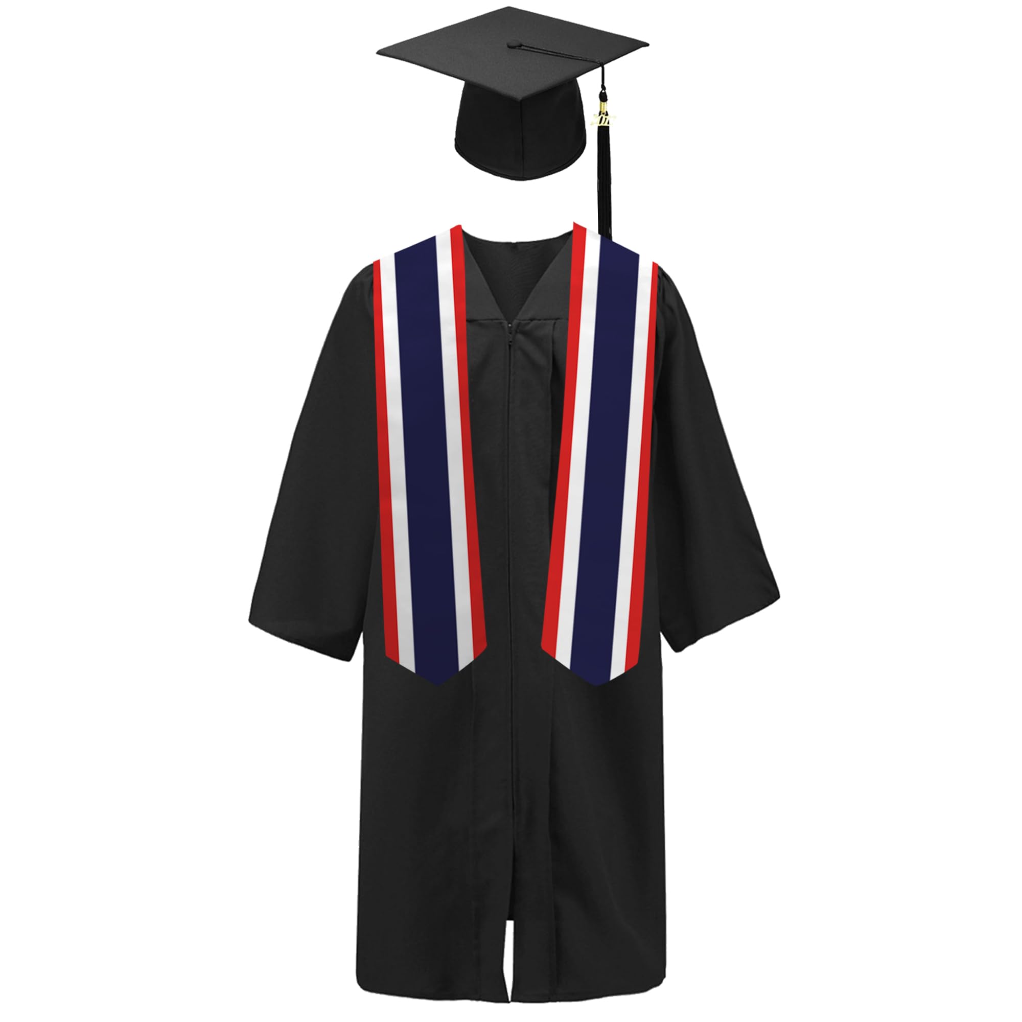 Thailand Flag Graduation Stole - 180x13cm Double Sided Sash for International Students | Study Abroad Gift & Graduation Decoration | Perfect for Commencement Ceremonies & Cultural Celebrations