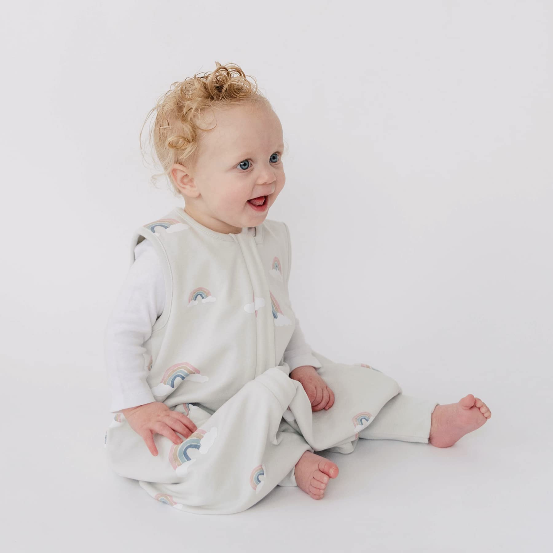 Woolino 4 Season Baby Sleep Sack with Feet - Merino Wool & Organic Cotton Toddler Sleeping Bag for 18-36 Months (Rainbow) | Perfect for Nursery, Daycare & Travel