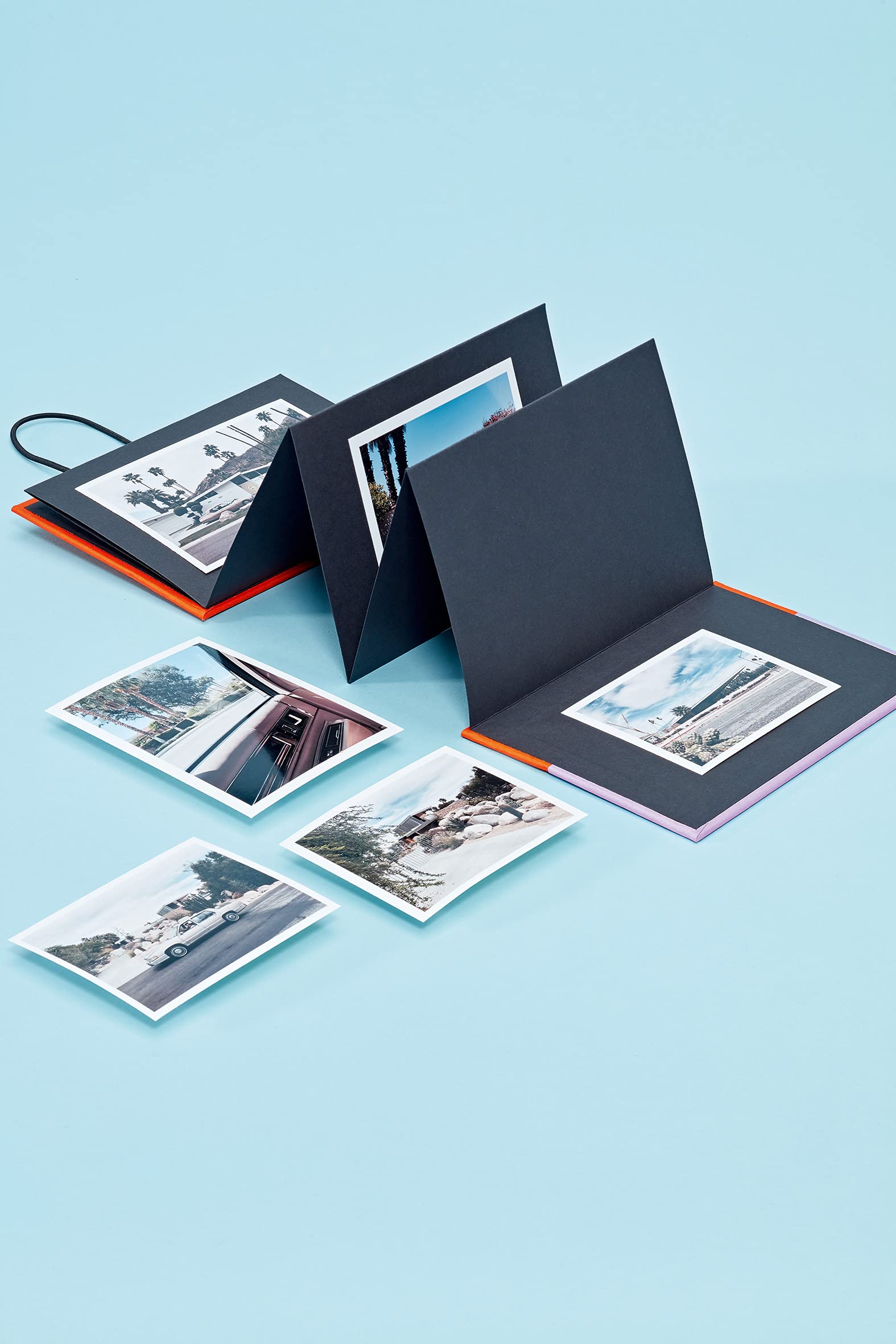 Semikolon Handcrafted Photo Leporello Album - Holds 13 Photos with Premium Cobalt Peach Cover - Perfect for Wedding Memories, Baby Photos & Travel Scrapbooking