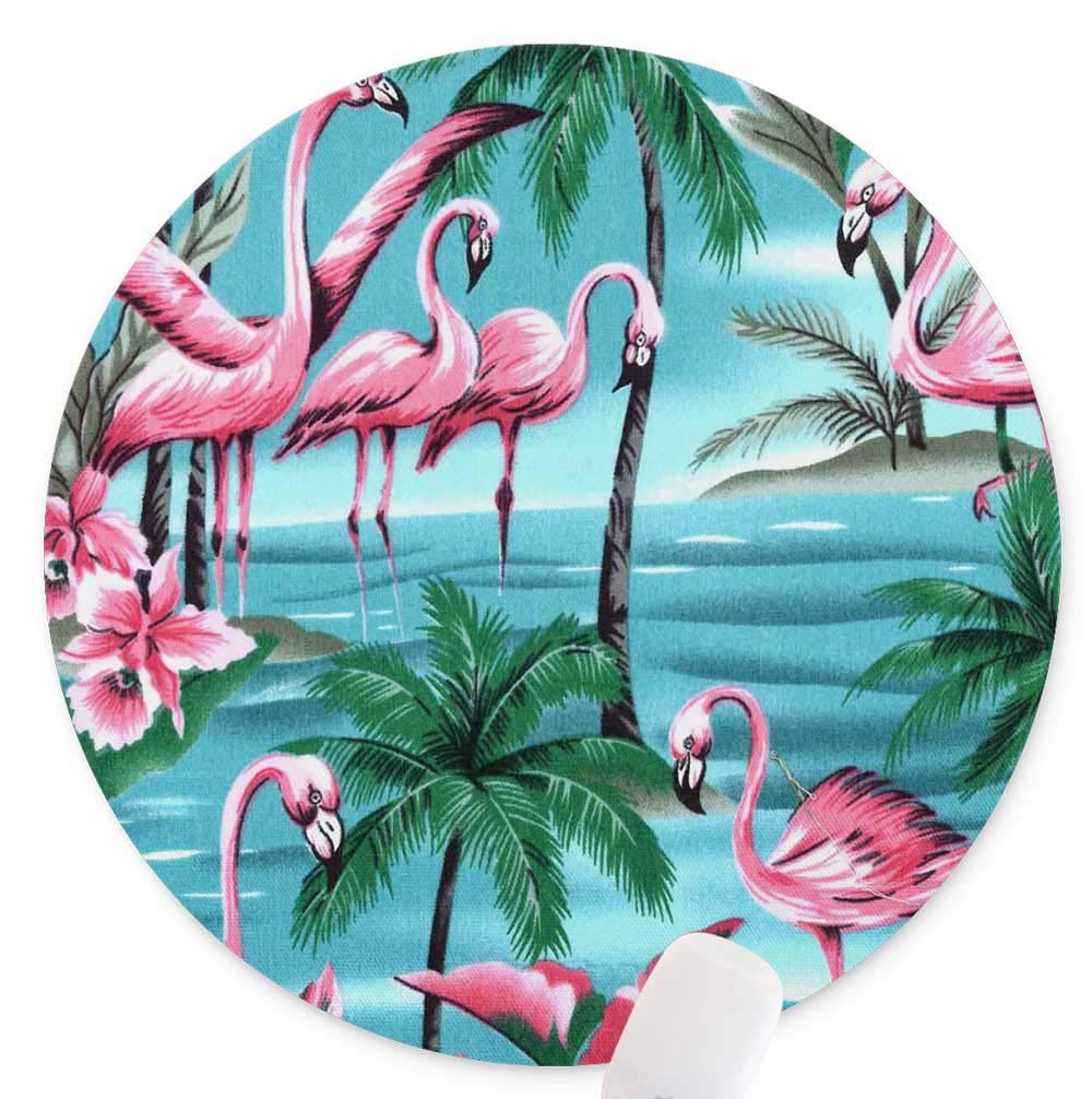 Non-Slip Round Mouse Pad with Tropical Leaves & Flamingo Design - 7.9 x 7.9 Inch Rubber Gaming Mouse Mat for Office & Home Computer Desks | Perfect for Work, Gaming & Decor