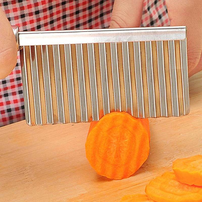 Stainless Steel Crinkle Potato Cutter - Wavy French Fry Slicer for Perfect Homemade Fries & Veggie Chips | Ideal for Kitchen, BBQ, Party Snacks & Meal Prep