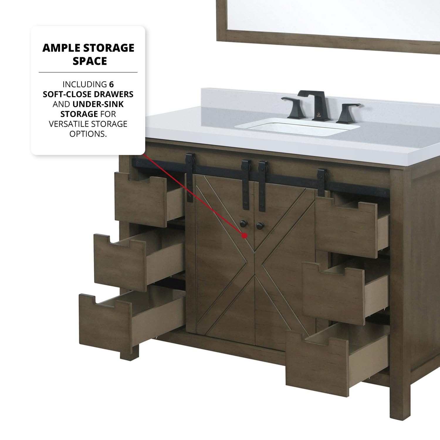 Rustic Brown Bathroom Vanity Set - 48