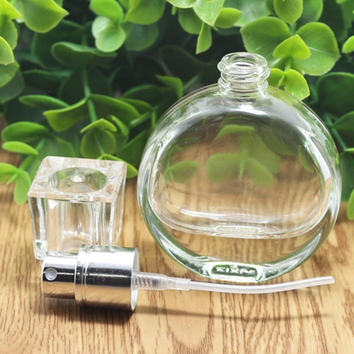2-Pack 25ml Clear Glass Perfume Decant Bottles with Metal Pump - Refillable Travel Spray Bottles for DIY Perfume, Essential Oils, Rose Water - Perfect for Home, Office & Travel Use