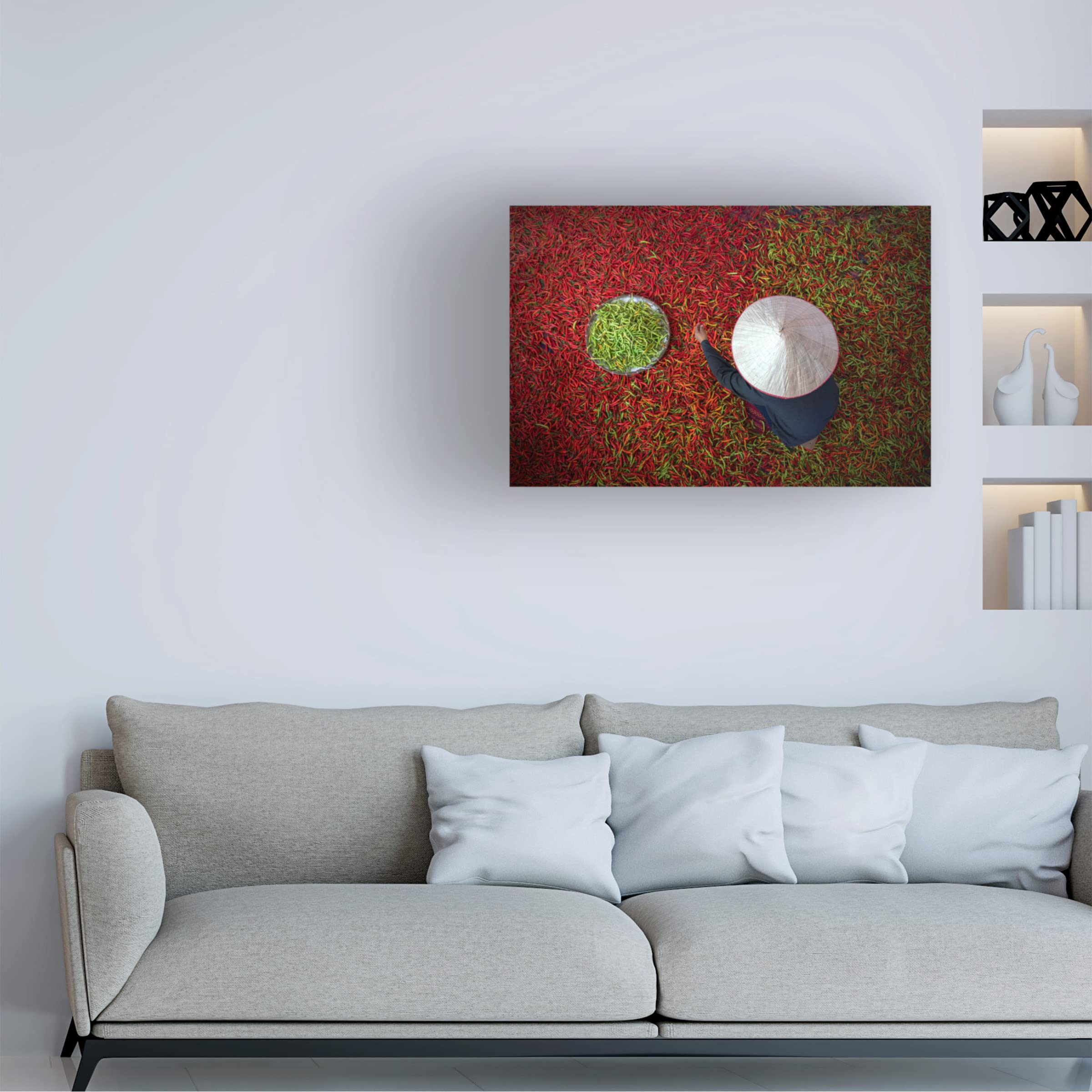 Trademark Fine Art 'Chilli' Canvas Wall Art Print by Sarawut Intarob - Vibrant Kitchen Decor & Modern Home Painting for Dining Room
