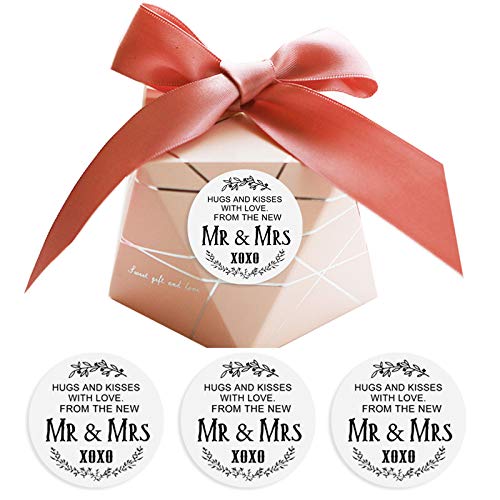 120PCS Hugs and Kisses Wedding Favor Stickers - Mr & Mrs Labels for DIY Wedding Crafts, Bridal Shower Favors, Invitations & Gift Wrapping