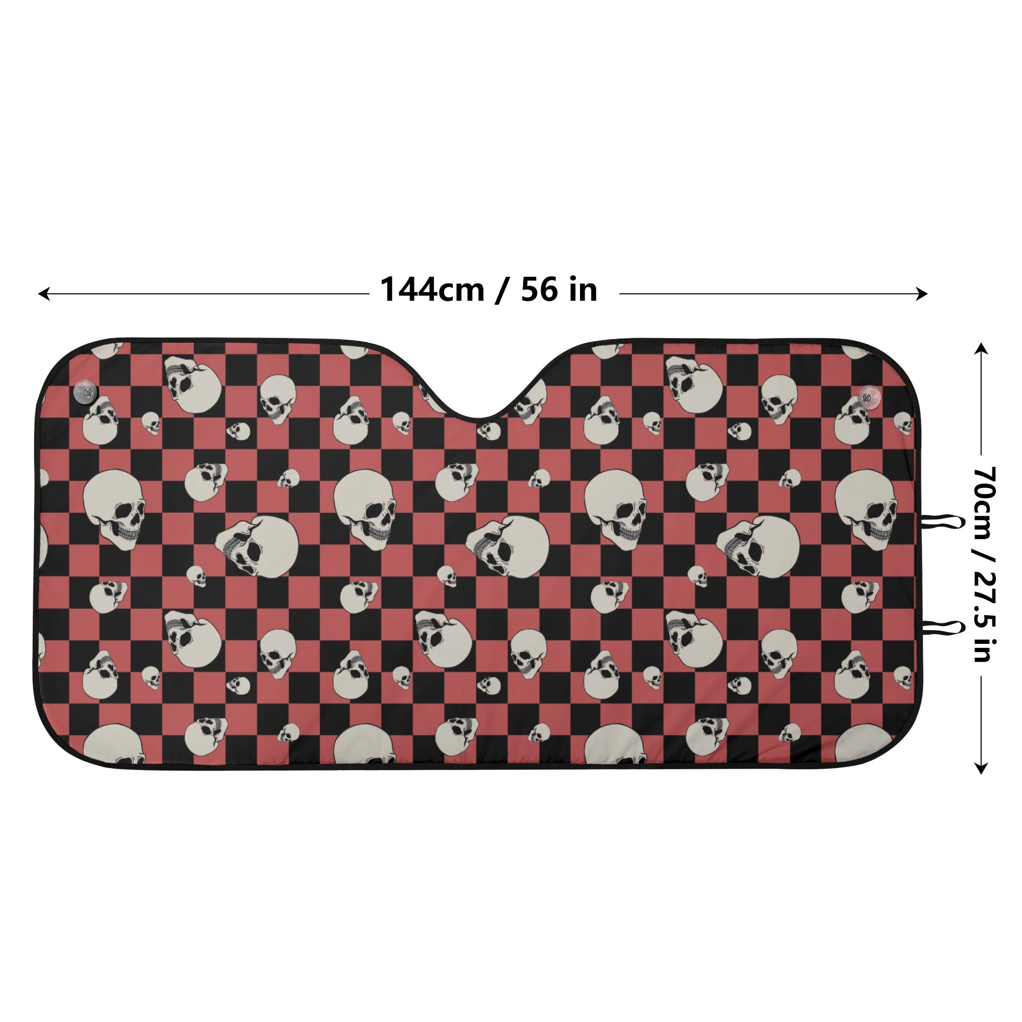 Skull Checkered Pattern Car Windshield Sun Shade - UV Protection & Heat Blocking for Cars, Trucks, SUVs - Perfect for Summer Parking & Vehicle Interior Protection