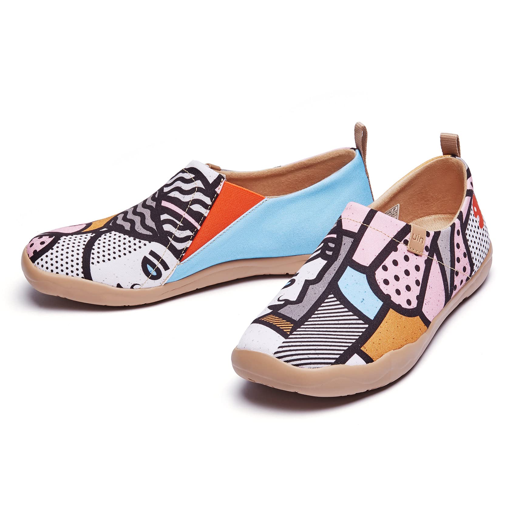 UIN Women's Slip On Sneakers - Comfortable Knit Loafers with Artistic Painting | Soft Walking Shoes for Casual Wear, Travel & Everyday Use
