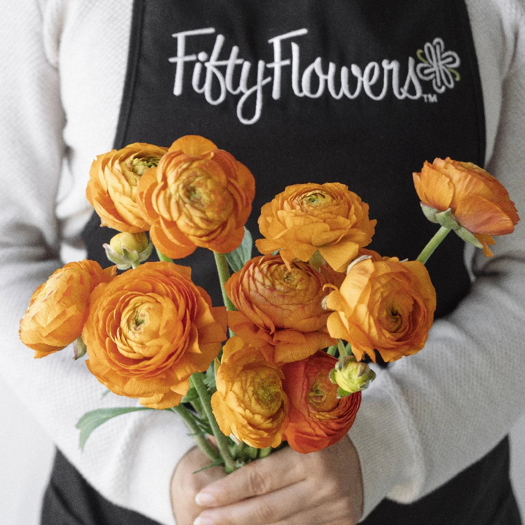 Bahama Mama Italian Cloony Ranunculus Flowers - Beautiful Artificial Silk Floral Arrangement for Home Decor, Wedding Centerpieces, and Party Decorations