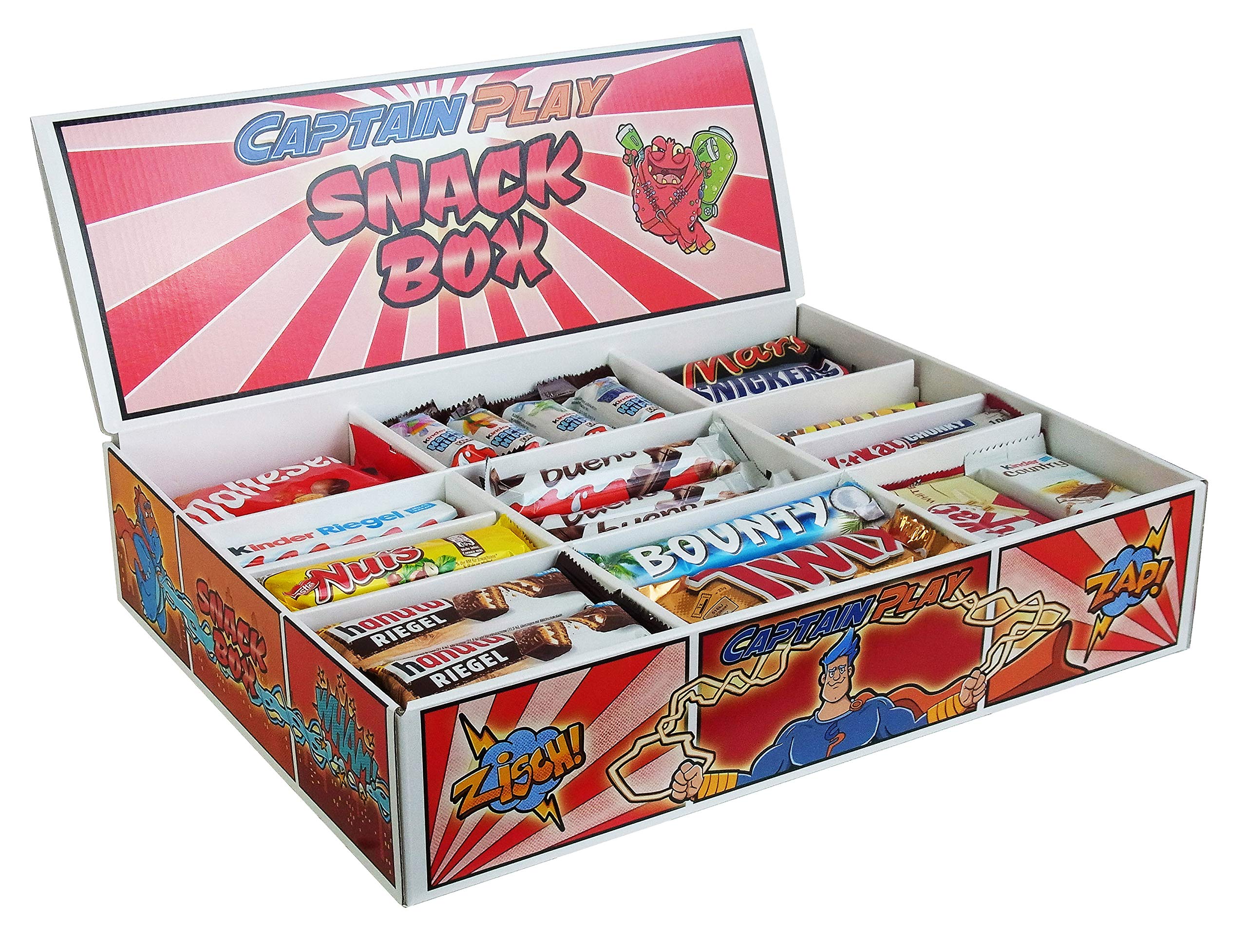 CAPTAIN PLAY | 80 Chocolate Bars Snack Box with 14 Varieties | 2.4kg Candy Assortment | Perfect for Parties, Office Snacks & Gift Giving