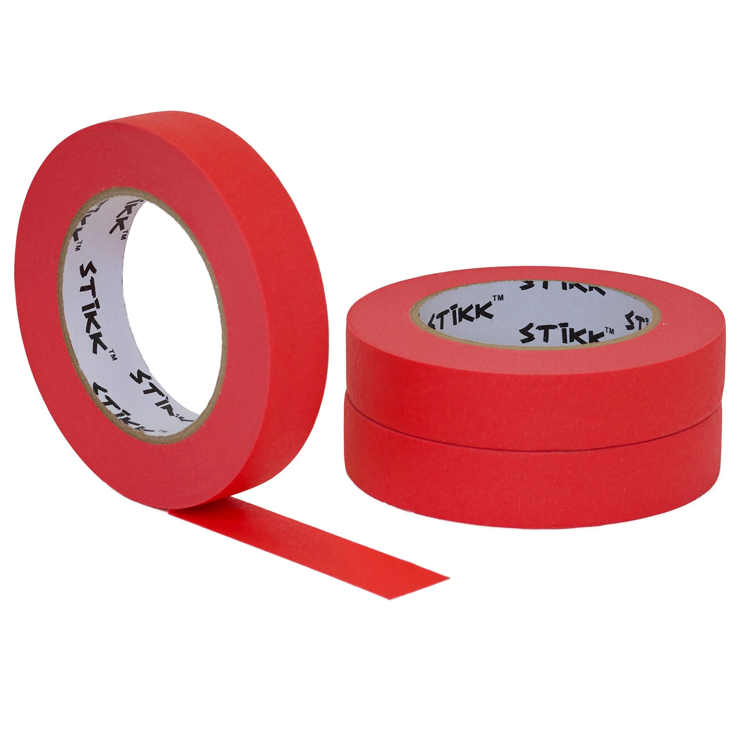 STIKK Professional Painter's Tape 3-Pack - 1 Inch x 60 Yards Red Masking Tape for Painting, DIY Projects, Walls, Trim & Ceilings - Residue-Free, Clean Removal - Perfect for Home Improvement, Crafting & Wall Art Projects