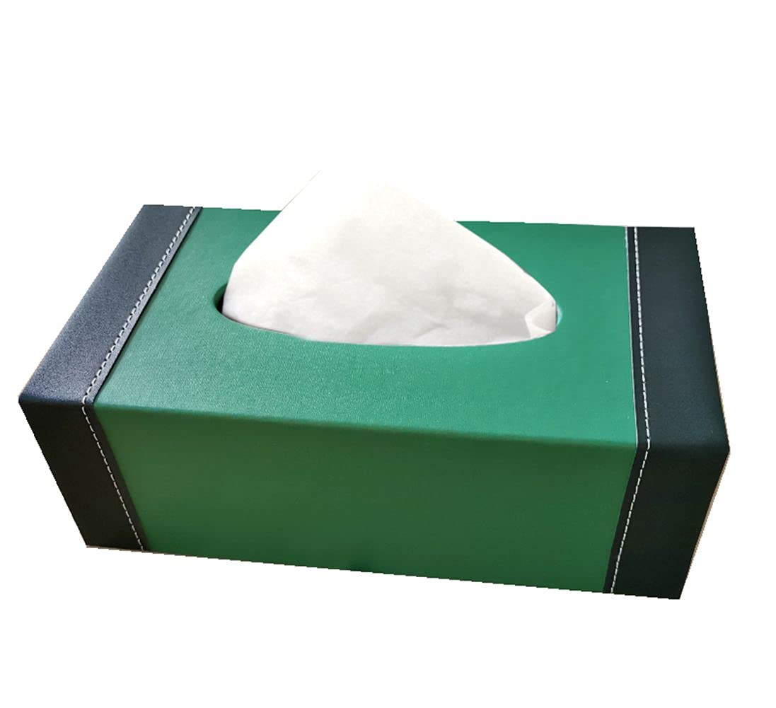 Premium PU Leather Rectangular Tissue Box Cover - Green | Elegant Home Decor for Living Room, Bedroom & Office | Forever Home Decor