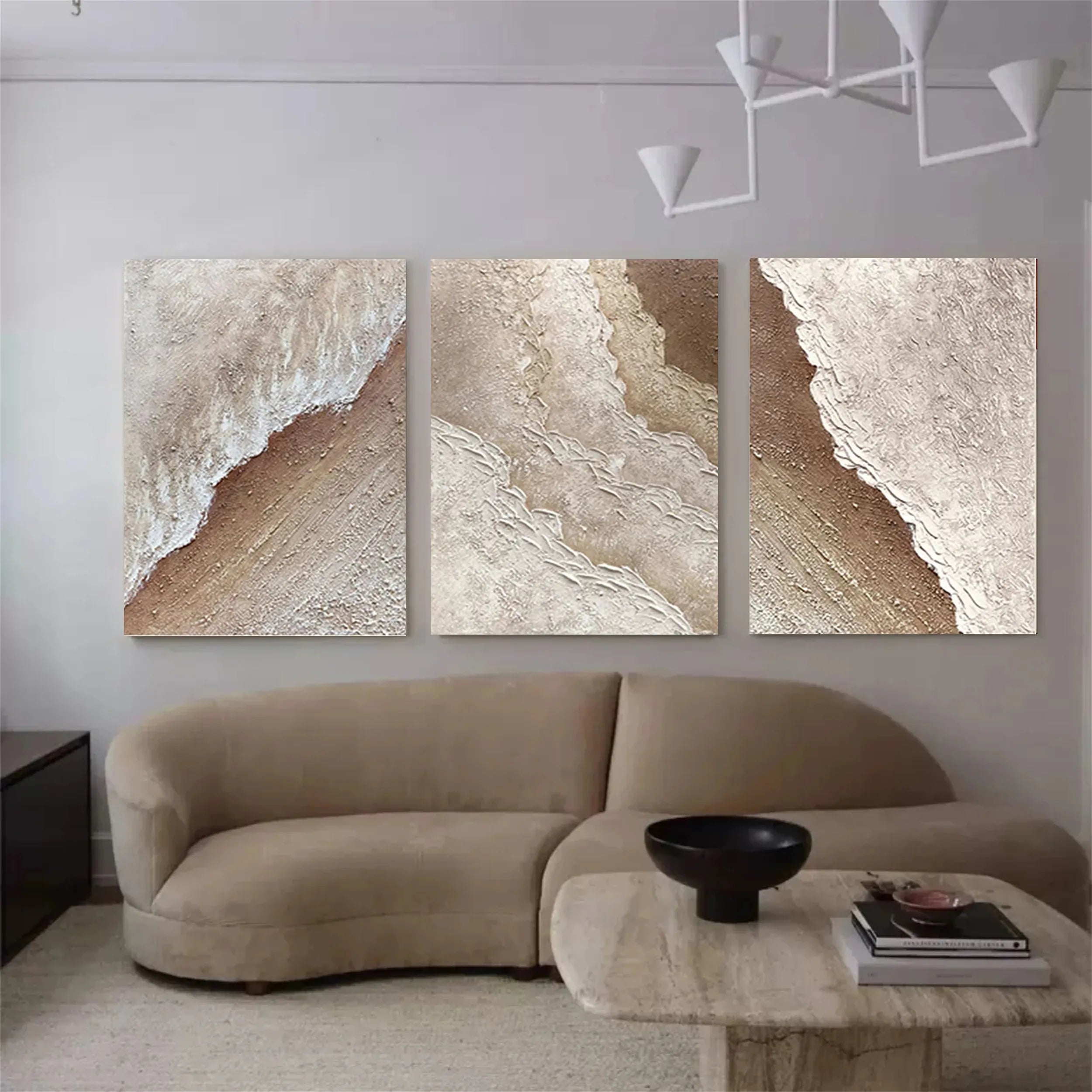 Ocean and Sky Wall Art Set of 3 - Coastal Beach Decor Paintings for Living Room, Bedroom & Office - Modern Seascape Canvas Prints (OS 147)