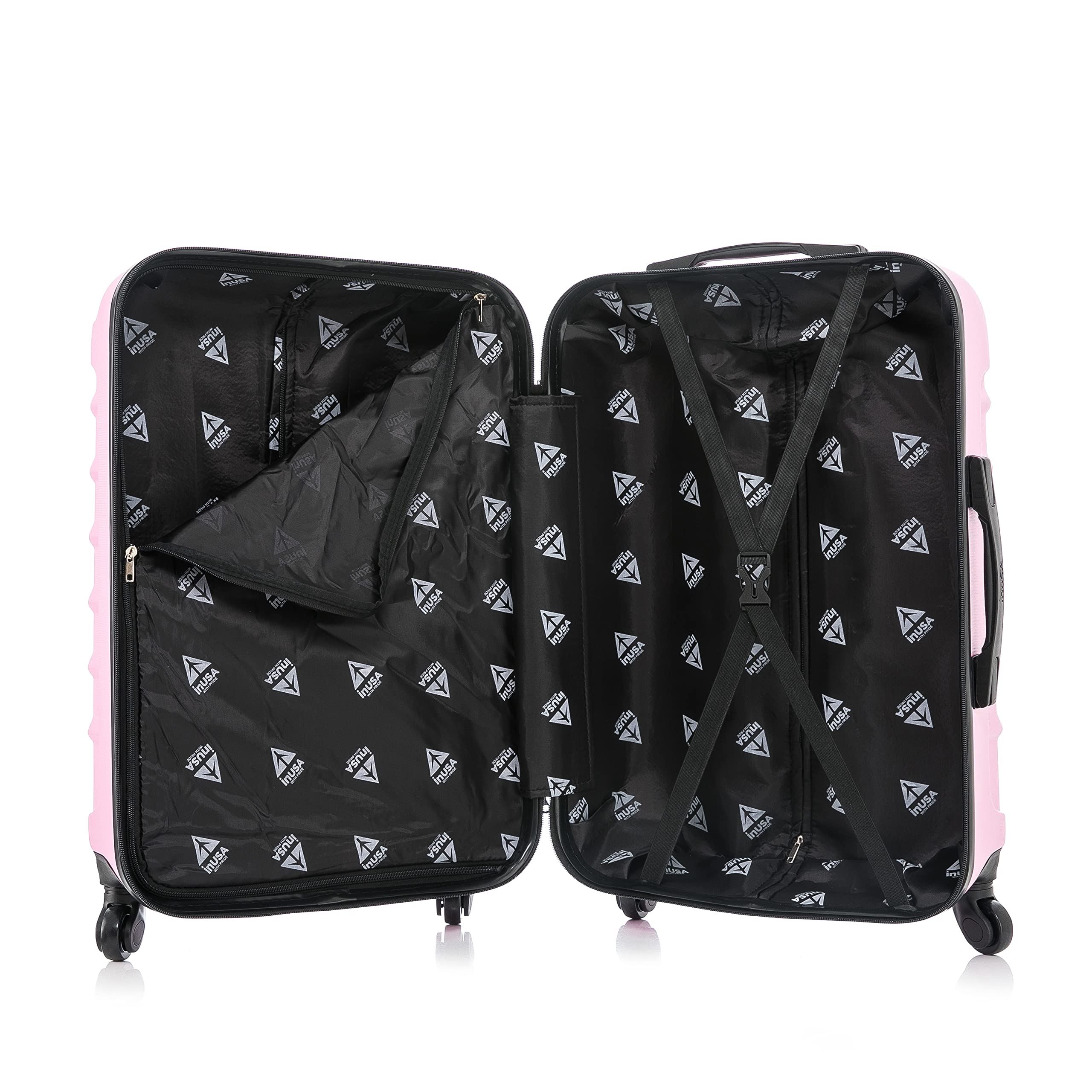 InUSA ENDURANCE 3-Piece Lightweight Hardshell Luggage Set with Spinner Wheels (20in, 24in, 28in) - Durable Expandable Suitcase with Trolley Handle for Air Travel, Business Trips & Family Vacations - Pink