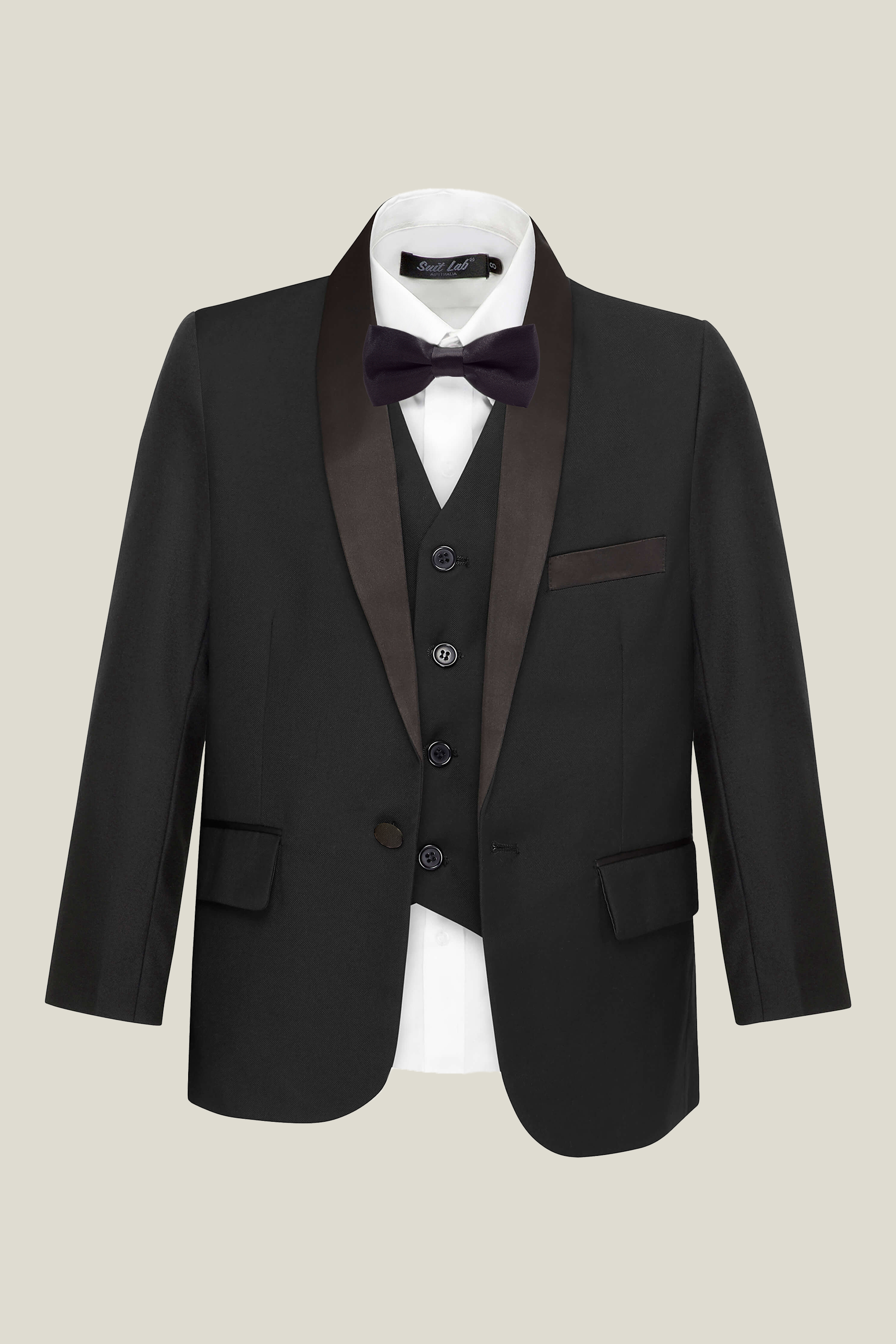 Boys Matte Black Tuxedo Suit - Formal Wear for Weddings, Prom & Special Occasions | Classic Slim Fit Blazer & Pants Set