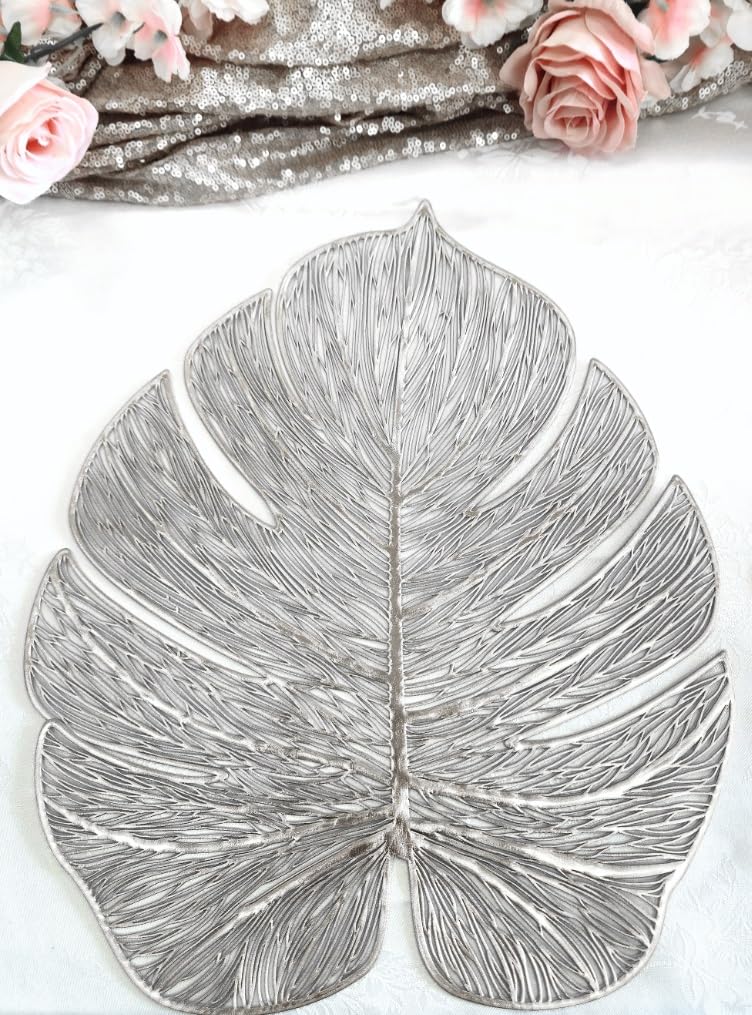 120-Piece Pressed Vinyl Metallic Placemats Set - Elegant Wedding & Event Table Decor in Garden Silver - Perfect for Dinner Parties, Bridal Showers & Holiday Gatherings