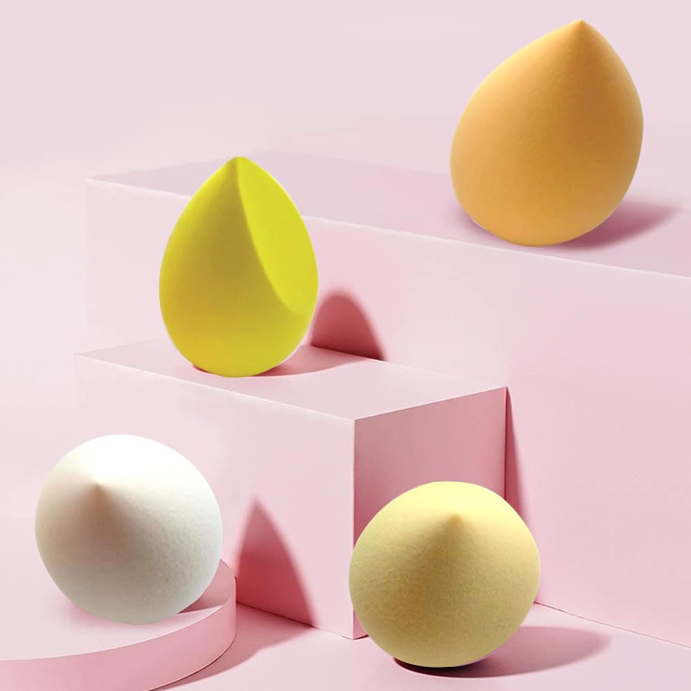 4 PCS Makeup Sponge Set with Holder Case - Latex-Free Beauty Blender Sponge for Dry & Wet Use - Foundation, Powder & Cream Applicator - Perfect for Travel, Professional Makeup & Everyday Use