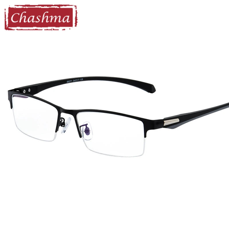 Men's Semi Full Rim Square TR90 Alloy Eyeglasses Frame 66071/85 - Lightweight & Durable for Work, Reading & Everyday Use