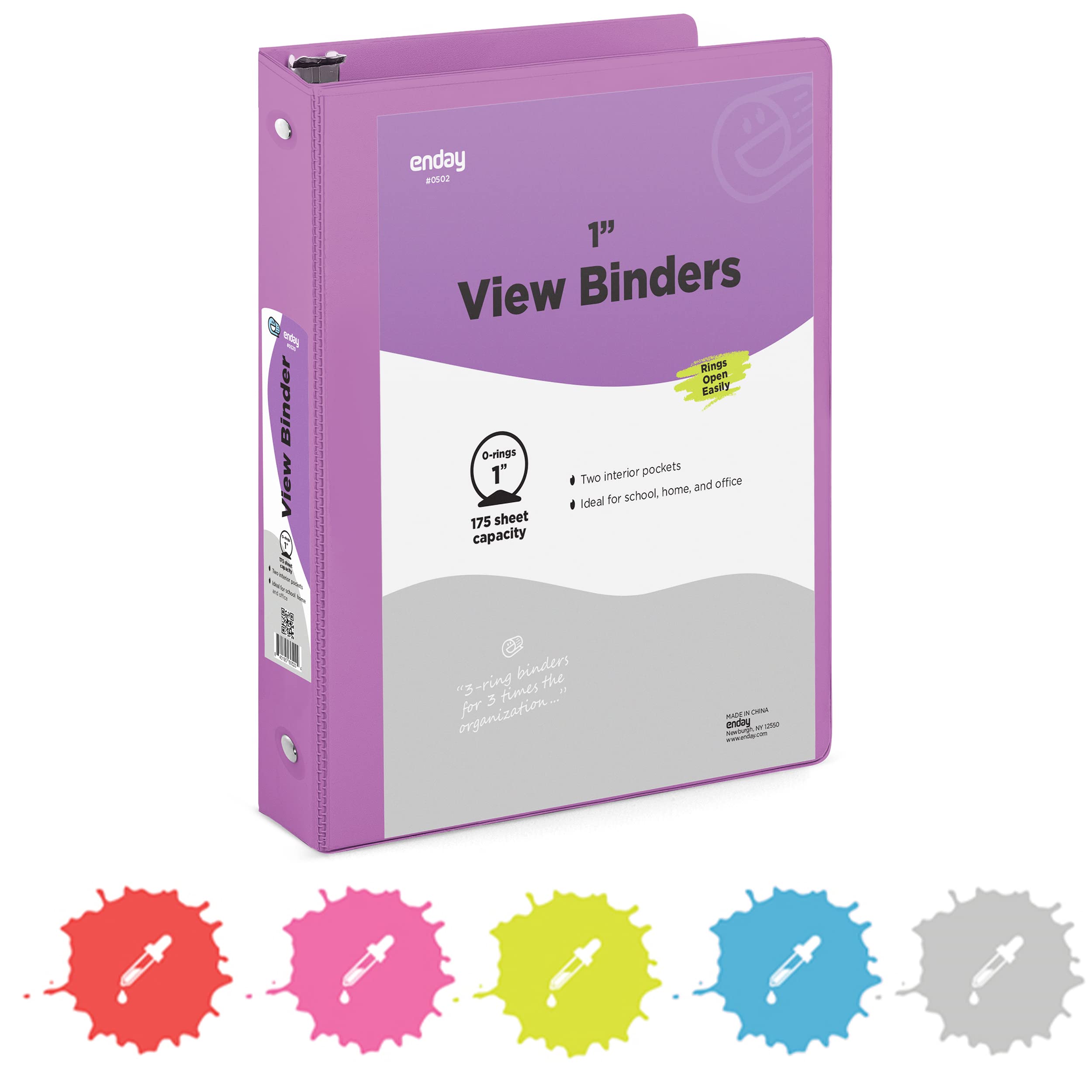 1 Inch 3 Ring Binder with Clear View Cover - 2 Inside Pockets, Purple School & Office Supplies for Organizing Documents, Homework, Presentations - Perfect for Students, Teachers & Professionals