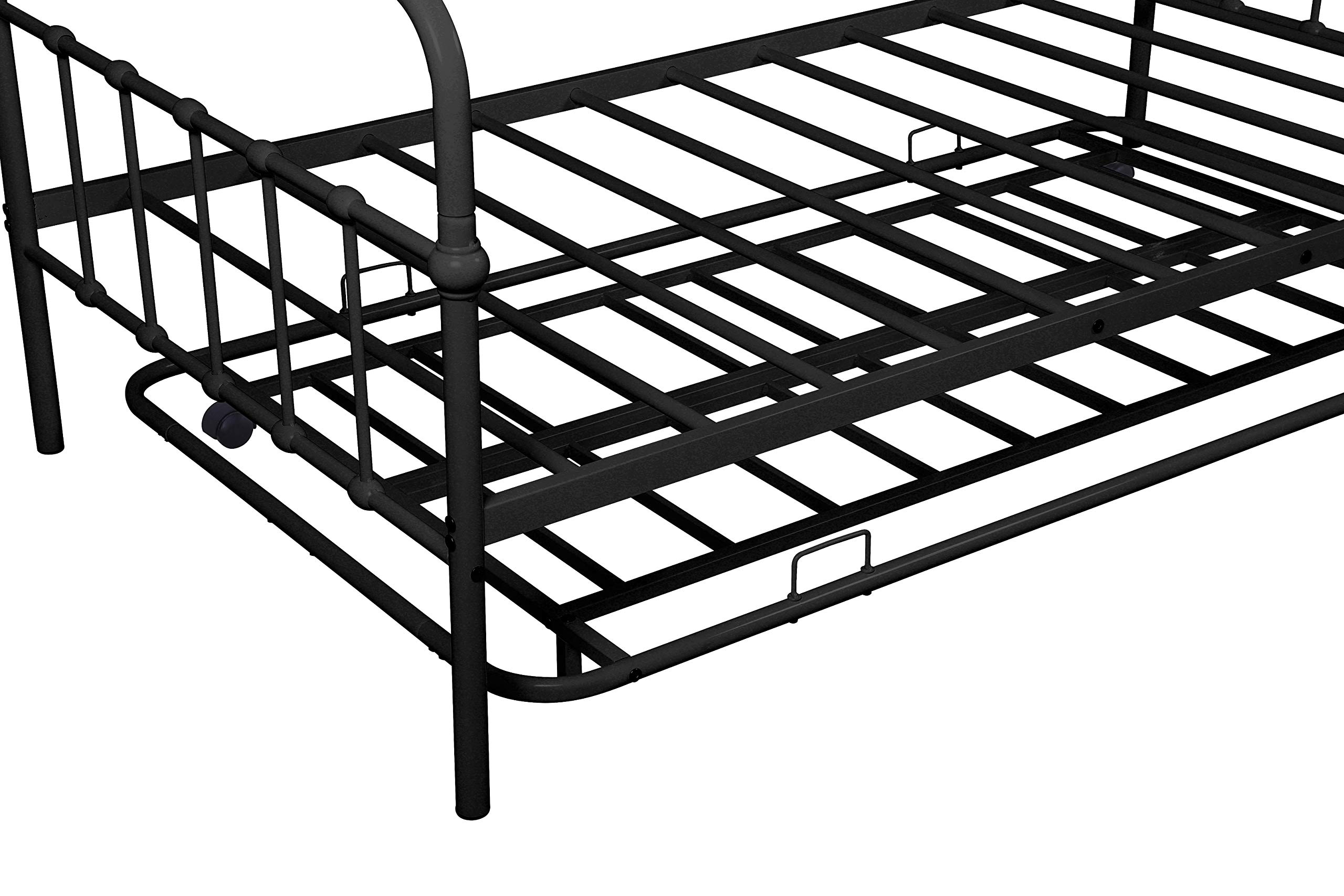 Rhomtree Twin Size Metal Daybed with Trundle - Convertible Sofa Bed Frame & Platform Bed - Space Saving Guest Bed (Black) | Perfect for Small Apartments, Guest Rooms & Dormitories