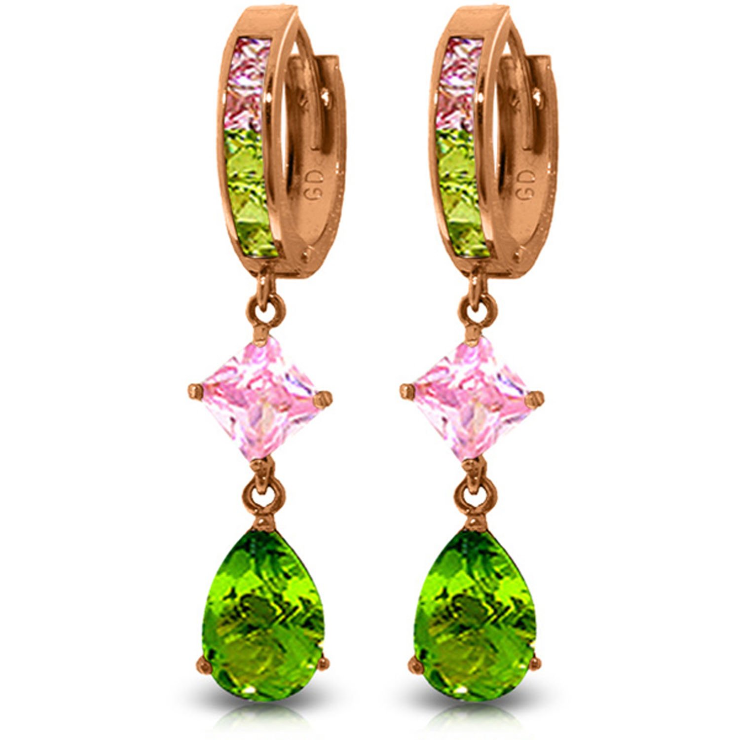 14K Rose Gold Cubic Zirconia Dangling Hoop Earrings for Women - Elegant Dangle Drop Earrings for Party, Wedding & Everyday Wear