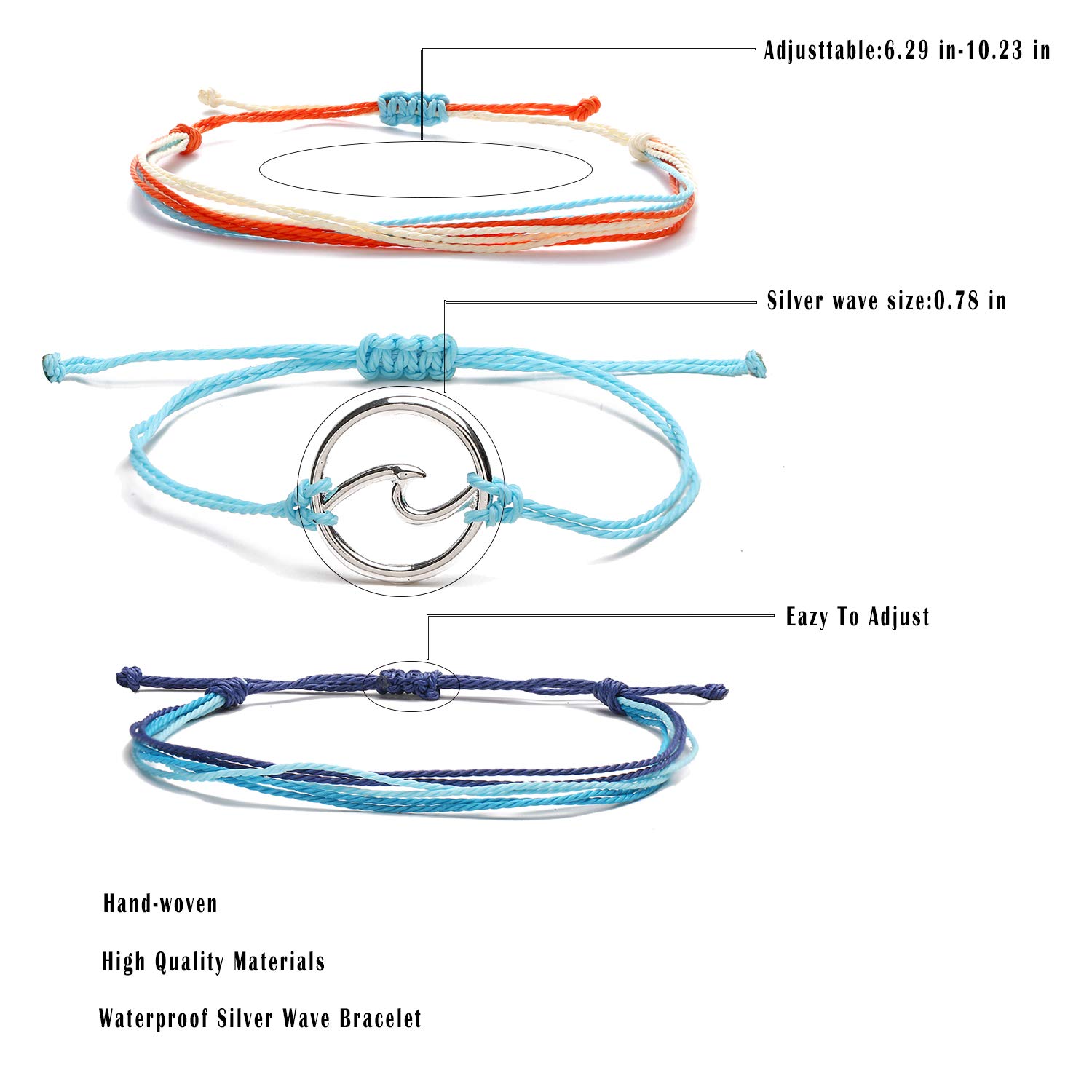 Trendy Adjustable Handmade Braided Friendship Bracelets for Women - Cute String & Ankle Bracelets Set, Surfer Beach Wave Style - Perfect Gifts for Stocking Stuffers, Best for Beach Parties, Music Festivals & Summer Outfits