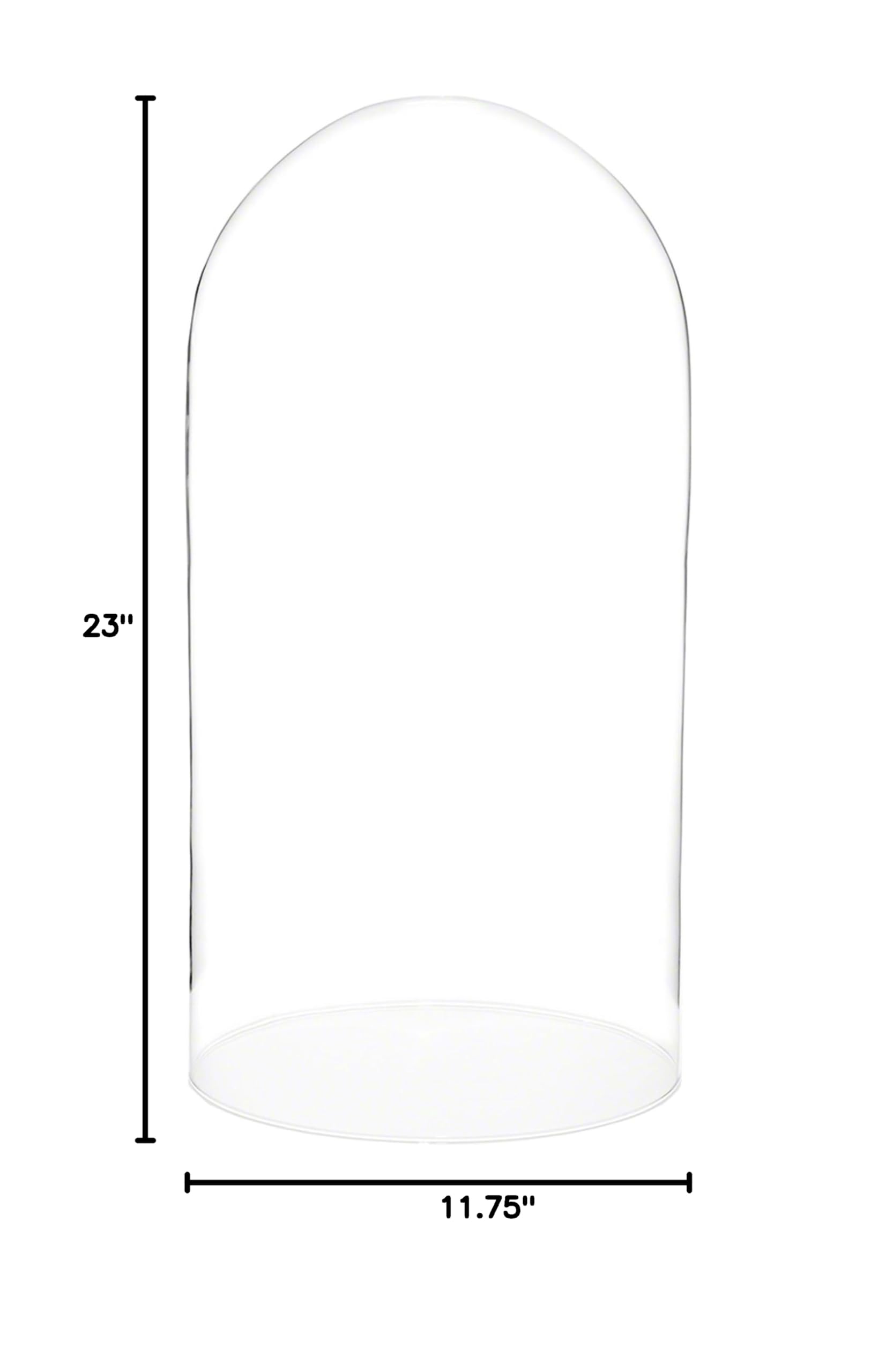 Plymor 11.75 x 23 Inch Glass Display Dome Cloche - Clear Bell Jar for Wedding Centerpieces, Cake Stand Cover, Terrarium, and Home Decor